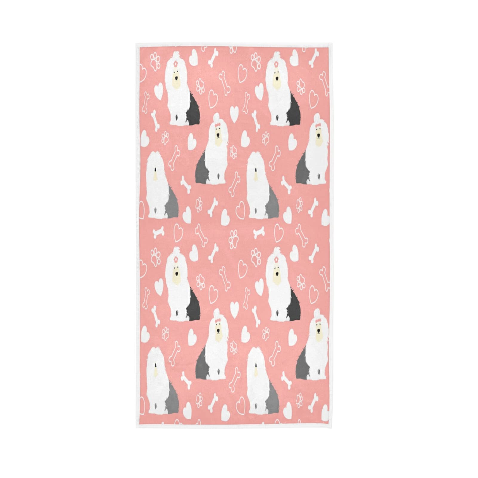 **Susiyo Soft Bath Hand Towels - 30x15 Inch Lightweight, Highly Absorbent Towels for Bathroom, Gym, Pool & Spa - Pink Old English Sheepdog Design - Perfect for Quick Drying, Travel & Pet Care**