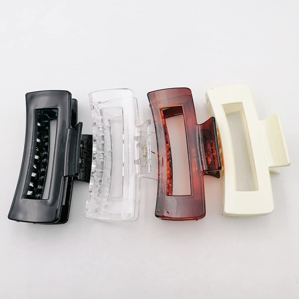 Licogel 4PCS Large Rectangle Hair Claw Clips - Decorative Hollow Barrettes for Women & Girls - Perfect for Thick, Curly, Long or Thin Hair - Great for Work, School, Parties and Everyday Styling