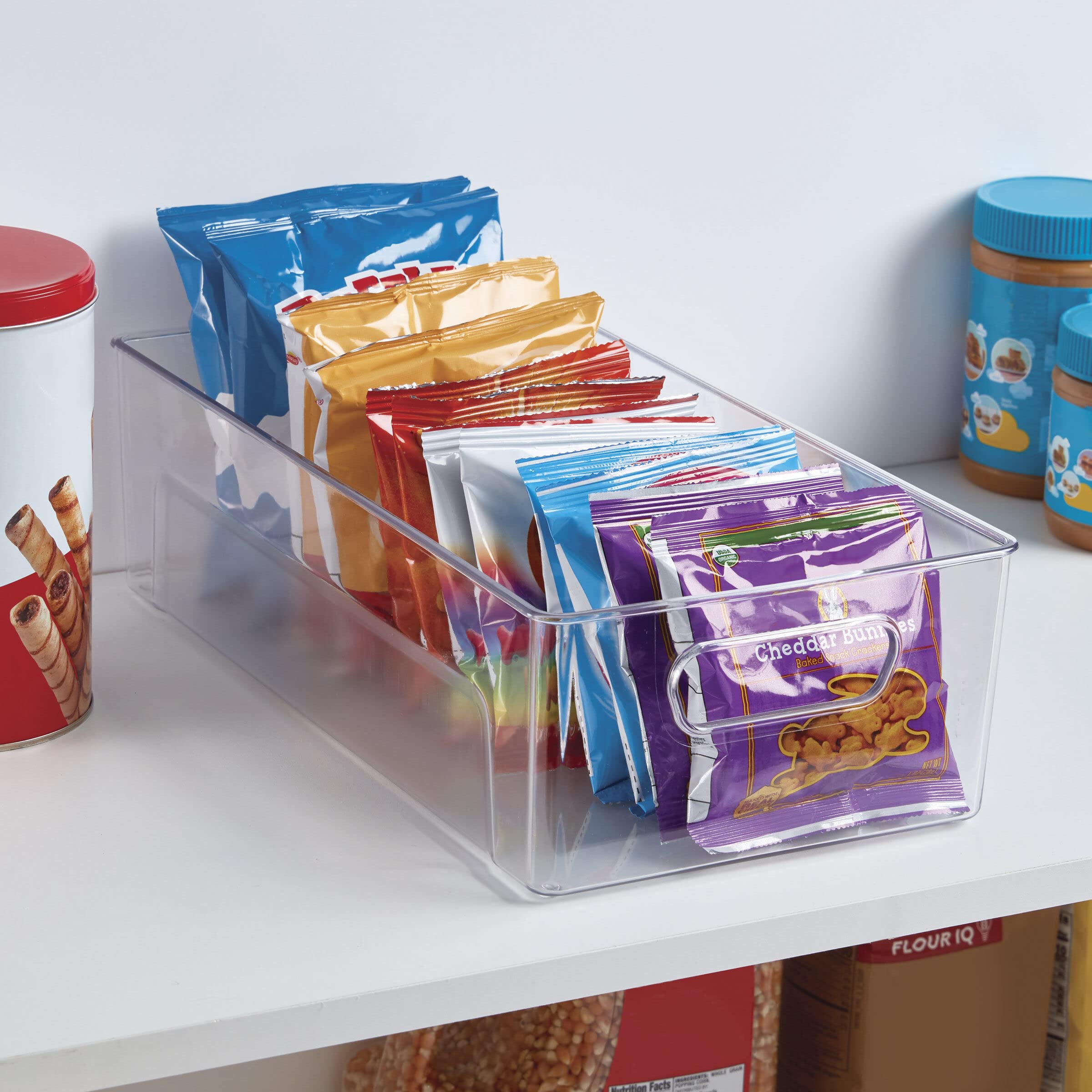 Copco 13.9 x 7.4 x 4.05-Inch Clear Plastic Storage Bins for Kitchen Organization, Refrigerator, Pantry, Laundry Room & Home Storage - Stackable Food Containers with Lids for Easy Home & Office Use