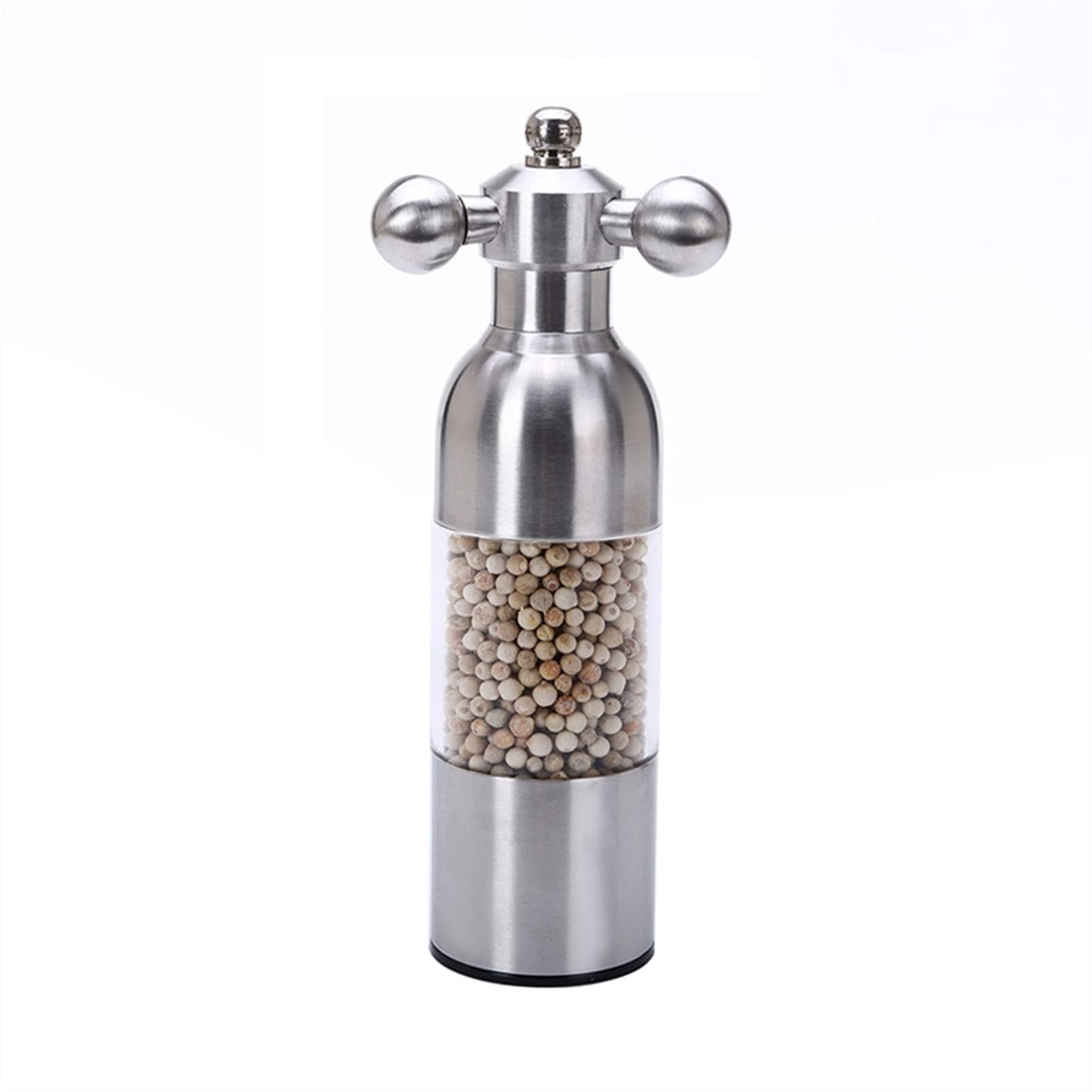 Premium Stainless Steel Manual Salt and Pepper Grinder - Adjustable Coarseness, Valve Shape Design for Kitchen & Dining - Perfect for Home Cooking, Restaurants, and Gifts (17.5cm Height, Silver)