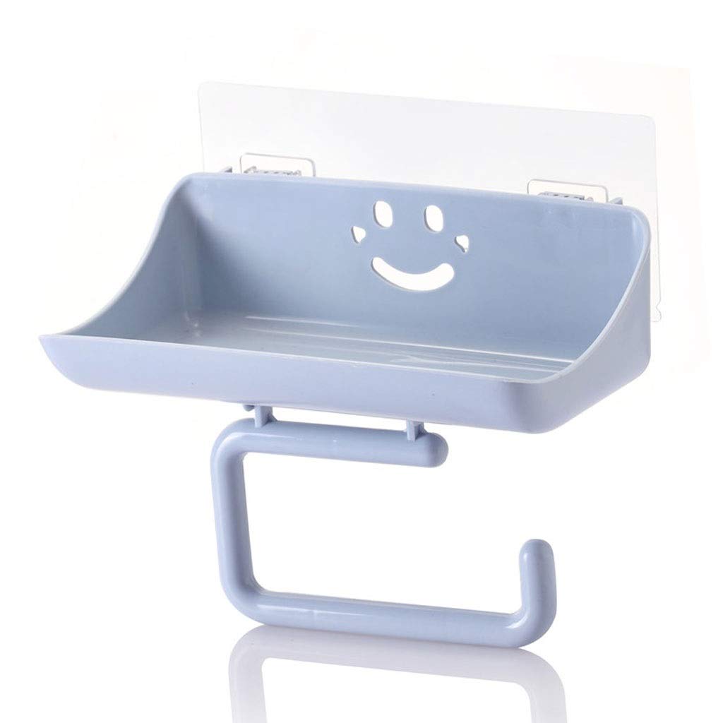 Blue Wall-Mounted Toilet Paper Holder with Phone Stand - Bathroom Organizer for Paper Towels & Smartphones | Perfect for Small Spaces, Apartments & Modern Bathrooms