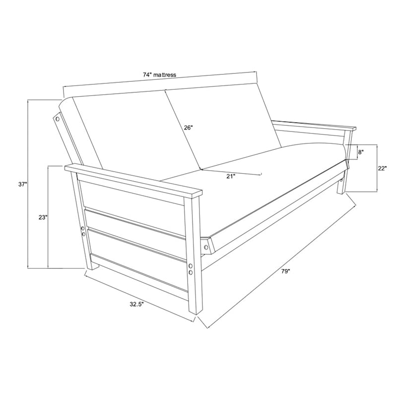 Kodiak Futon Frame - Weathered Brown Full Size for Home & Office