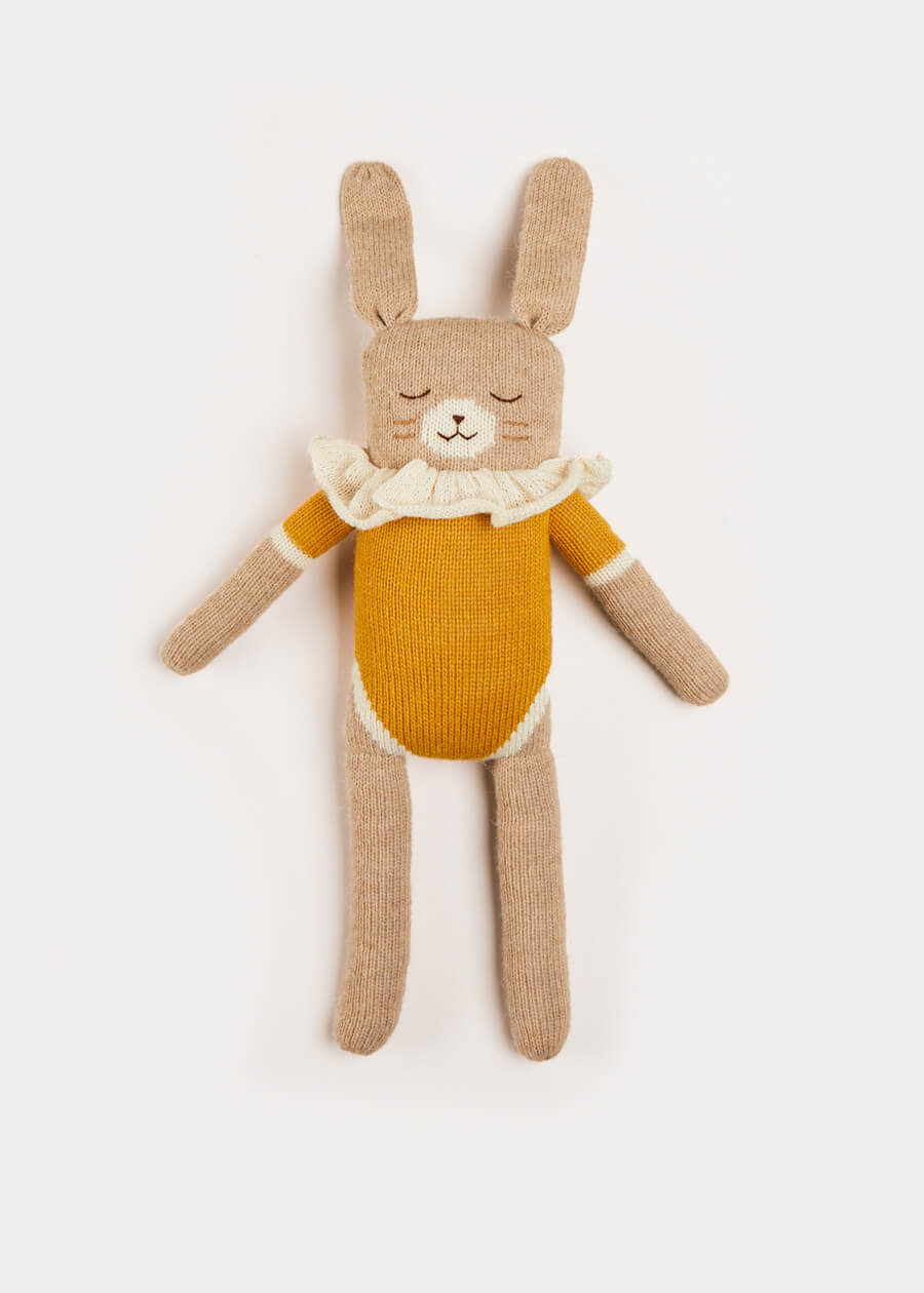 Soft Brown Knitted Bunny Plush Toy - Cute Stuffed Animal for Kids, Nursery Decor & Easter Gift