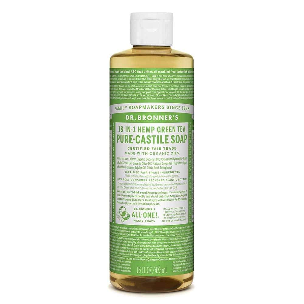 Dr. Bronner's Pure-Castile Liquid Soap - Organic Green Tea Scent | All-Natural, Vegan & Biodegradable | For Face, Body, Hair & Home Cleaning | Perfect for Sensitive Skin & Eco-Friendly Lifestyle