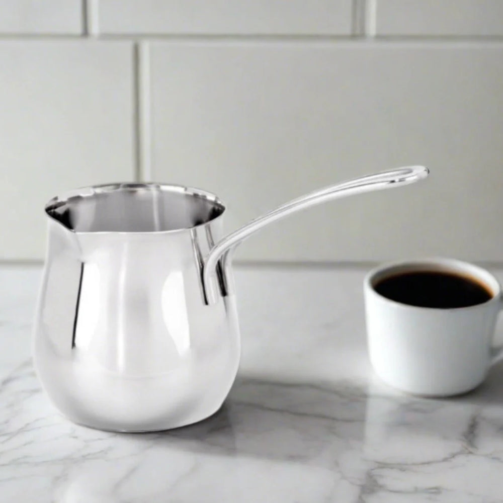 Cuisinox 12 Oz Stainless Steel Turkish Coffee Pot with Extended Lip - Perfect for Brewing Traditional Turkish Coffee at Home or Camping