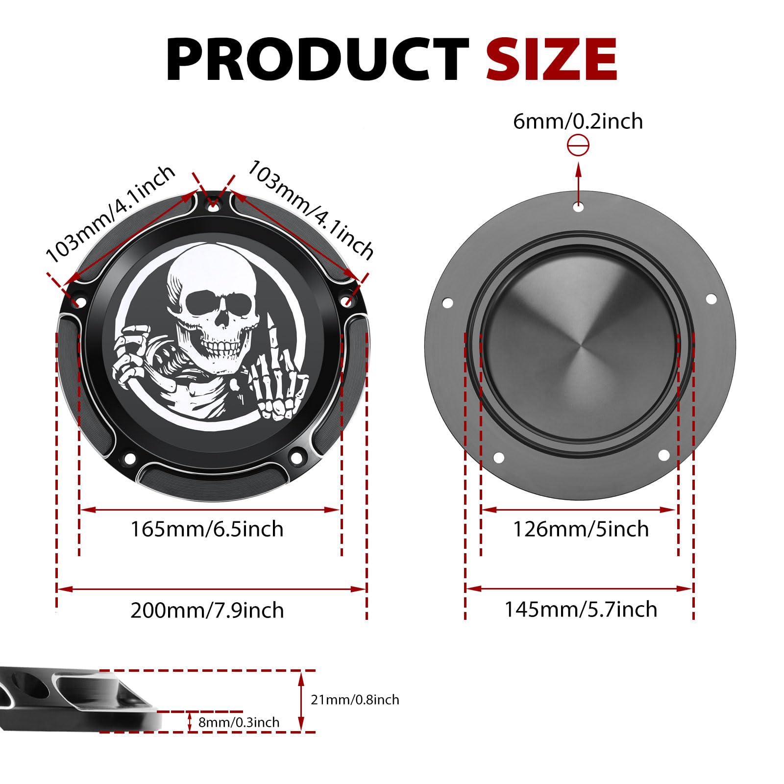 Harley Davidson Derby Timer Cover & Points Covers - 5 Hole Skull Design for Touring, Road King, Electra Glide, Street Glide, Road Glide, Tri Glide, Dyna & Softail Models - Perfect for Custom Bike Upgrades and Motorcycle Accessories Replacement