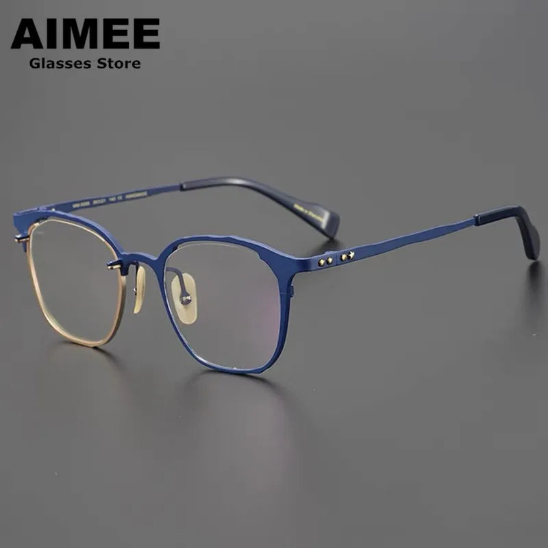 Aimee Unisex Full Rim Square Titanium Eyeglasses Frame - Lightweight Durable Titanium Glasses for Men & Women - Perfect for Reading, Work, and Daily Wear (Model 130056)