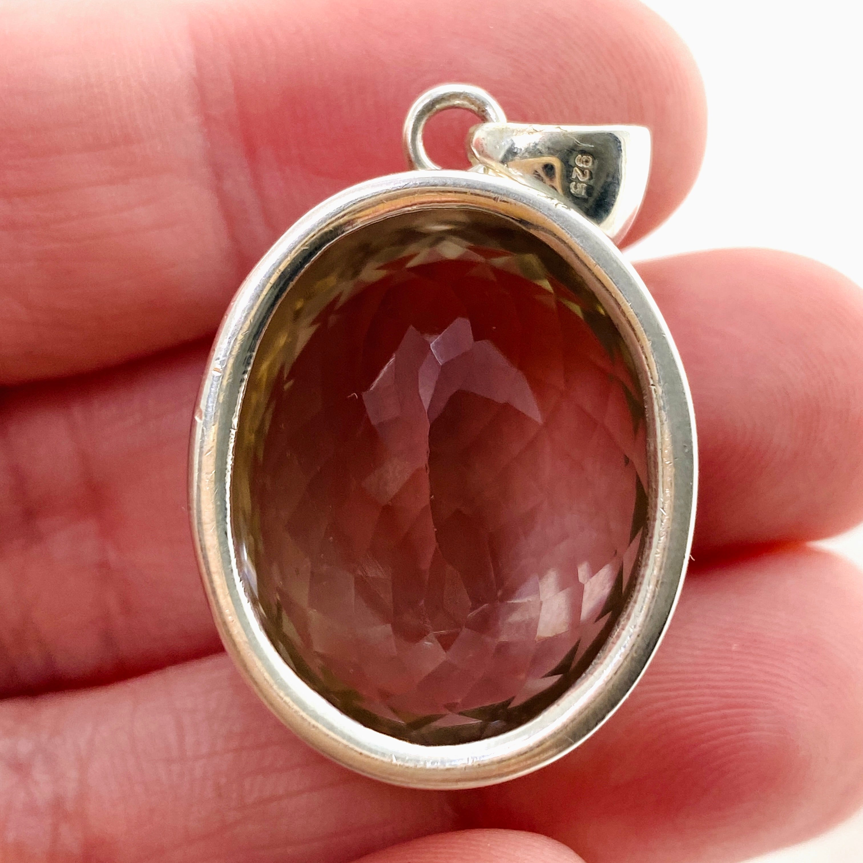 Smokey Lemon Quartz Oval Faceted Pendant Necklace - Natural Gemstone Jewelry for Women - Perfect for Everyday Wear & Special Occasions