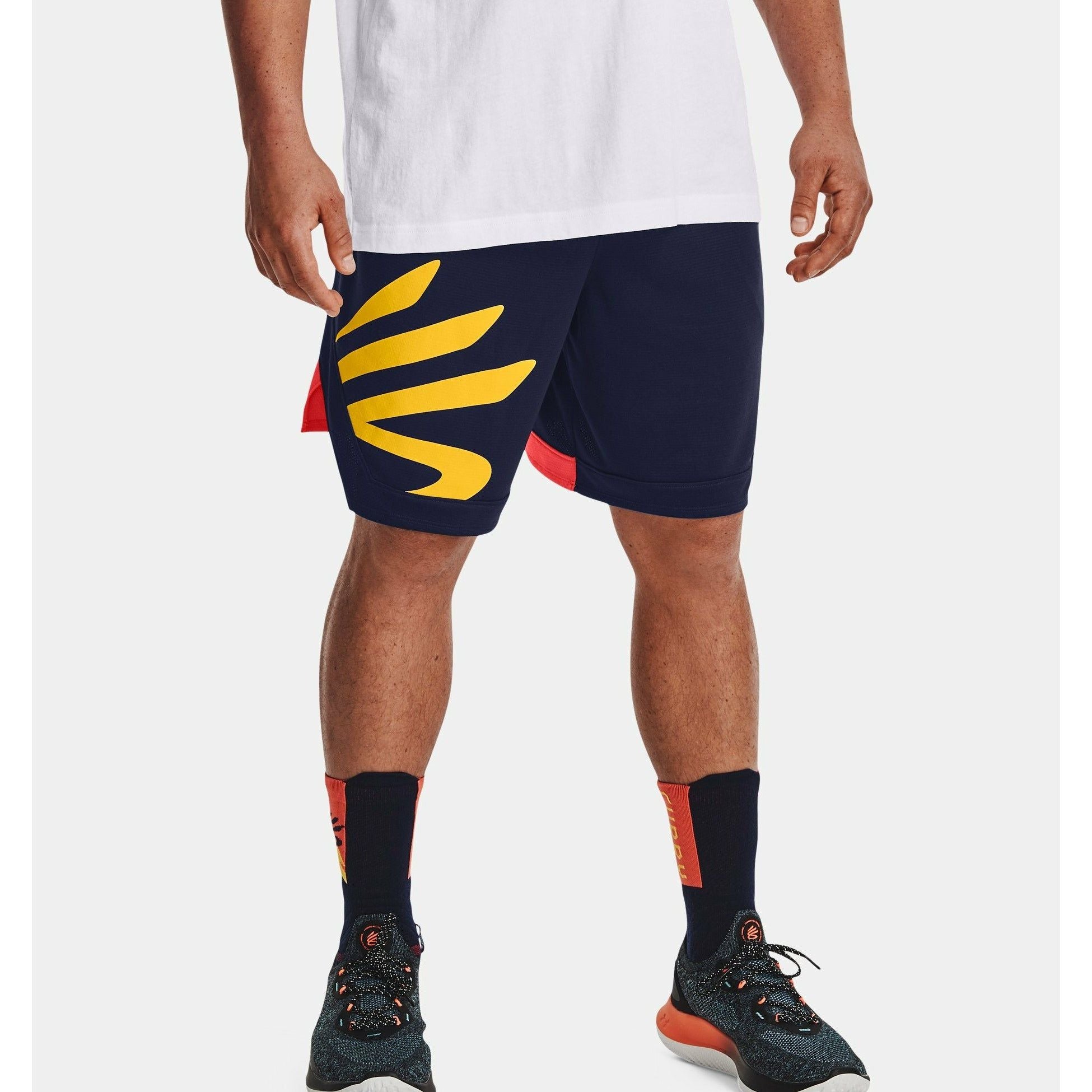 Under Armour Men's Curry Splash Basketball Shorts - Midnight Navy/Taxi - Lightweight & Breathable for Training, Gym & Outdoor Sports