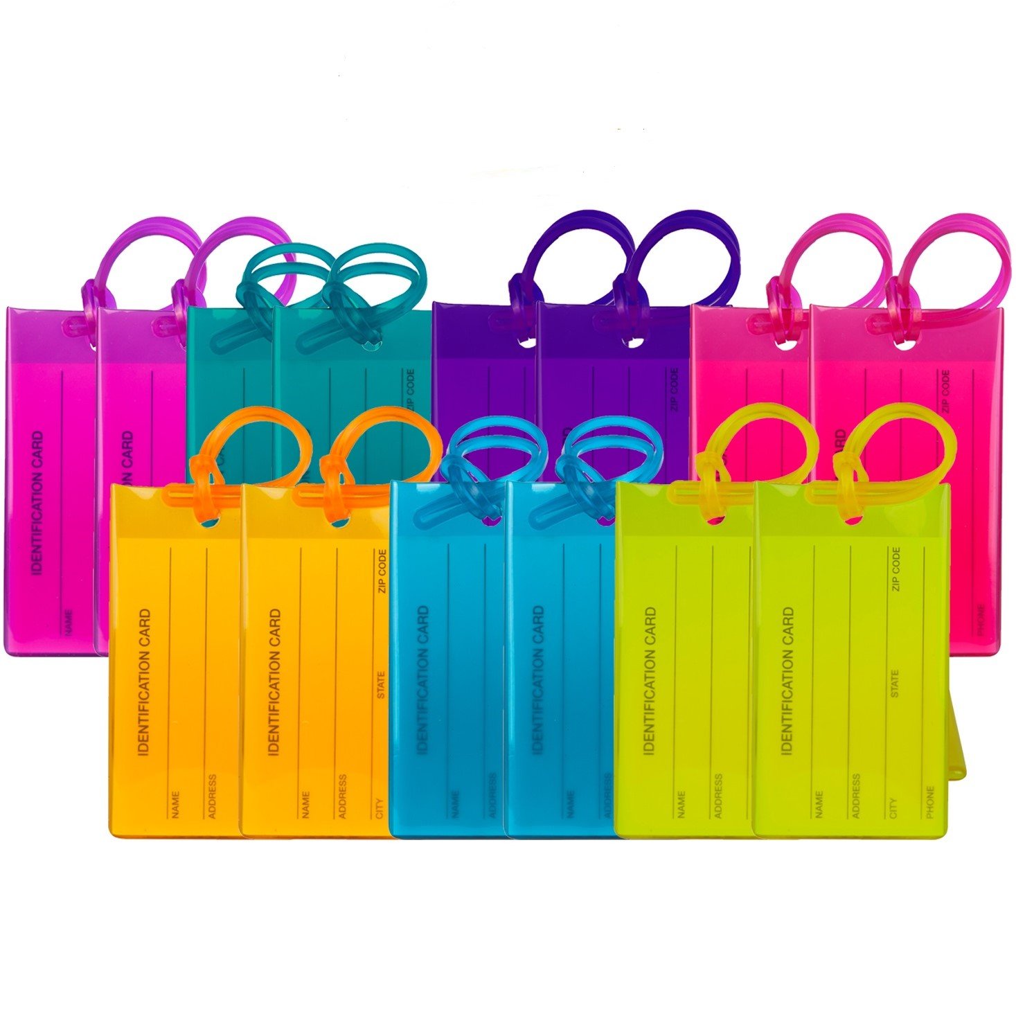 14 Pack Flexible Silicone Luggage Tags - Durable Travel ID Labels for Suitcases, Bags & Backpacks (Multi Color) - Perfect for Airports, Cruise Ships & Business Trips