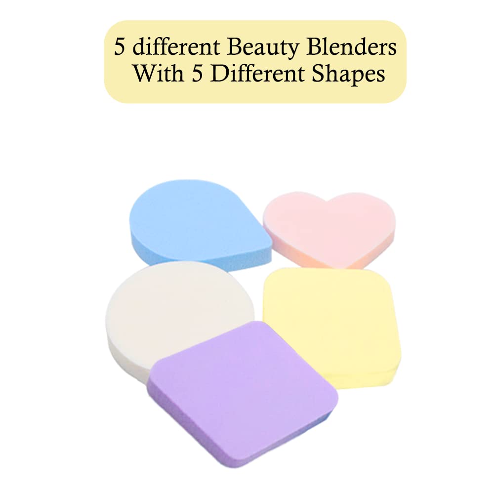 5-Piece Tandem & Shaped Makeup Sponge Set - Perfect for Flawless Blending