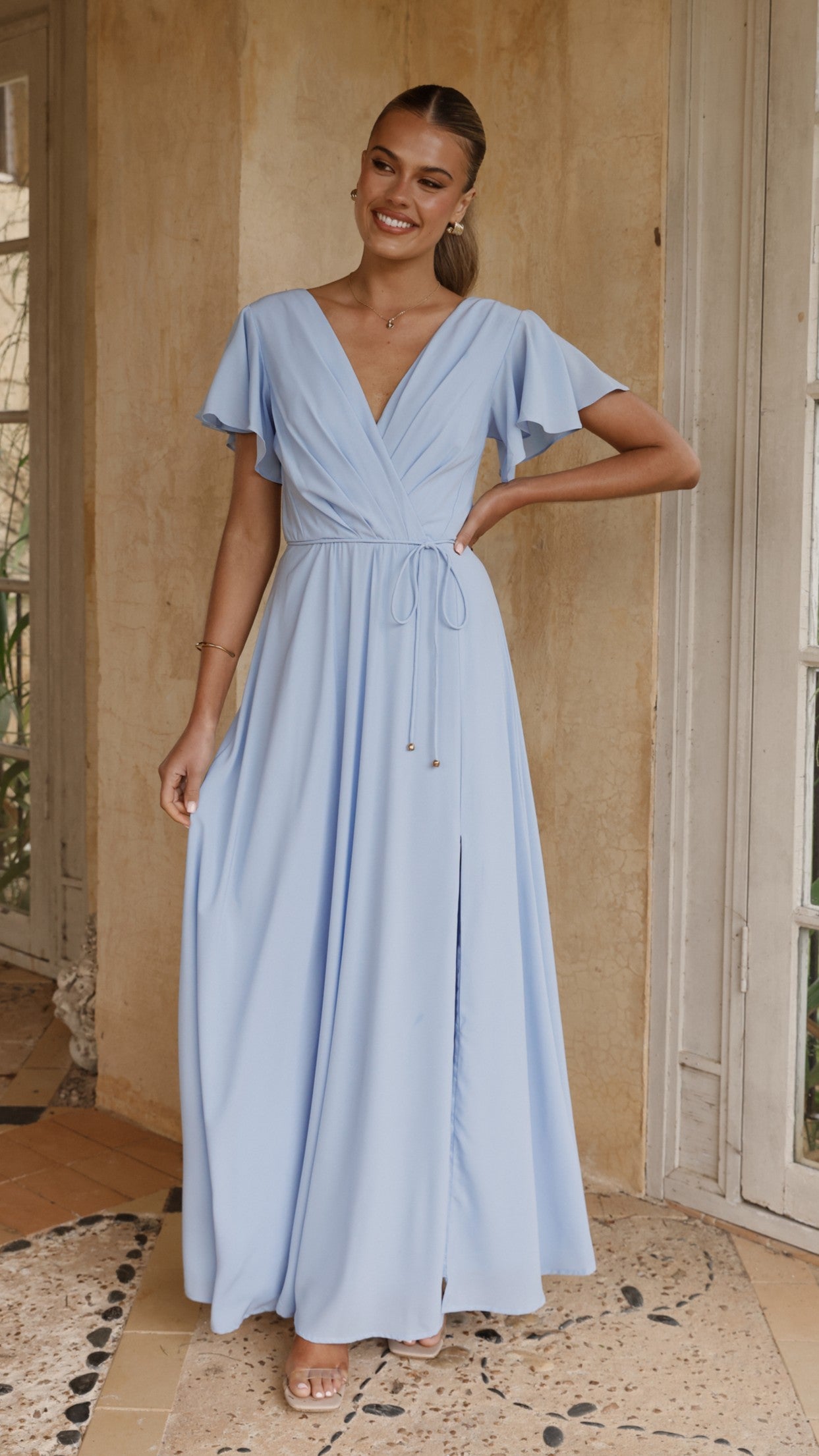 Charlize Maxi Dress for Women - Flowy Long Summer Dress in Blue | Perfect for Beach, Vacation & Casual Outings