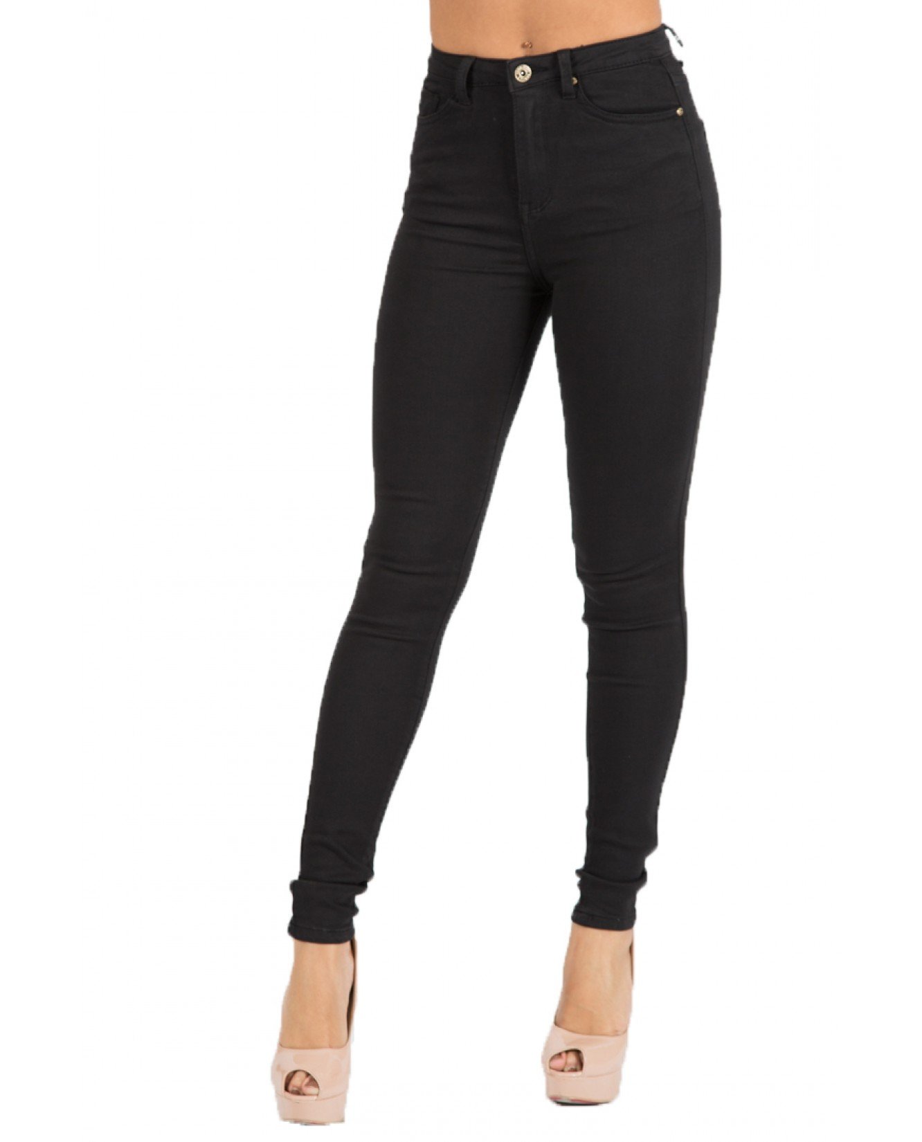 Toxik3 L185 Women's High Waist Skinny Jeans - Black Stretch Denim Pants for Casual Wear & Night Out
