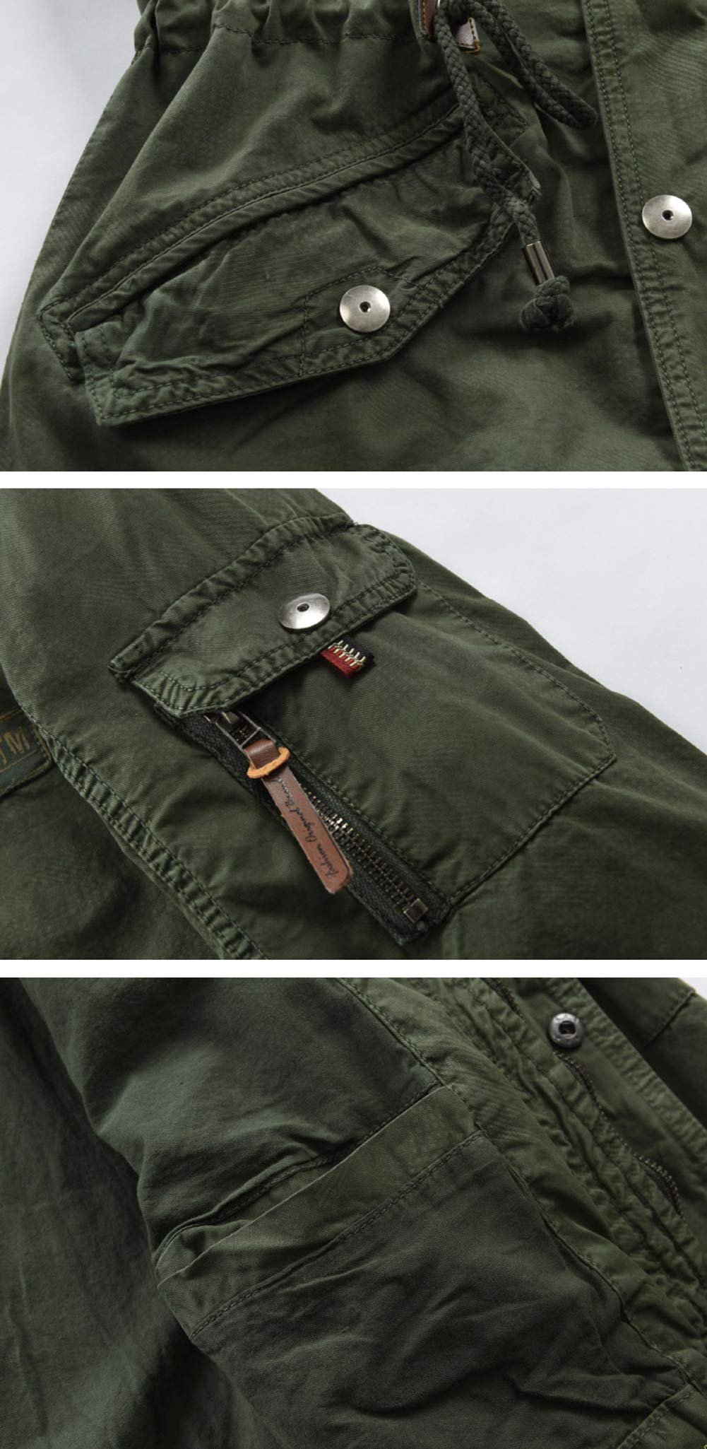 Men's Military Style Spring Cotton Hooded Parka Jacket - Mid-Long Length, Full-Zip with Removable Hood | Perfect for Outdoor Adventures, Camping & Casual Wear