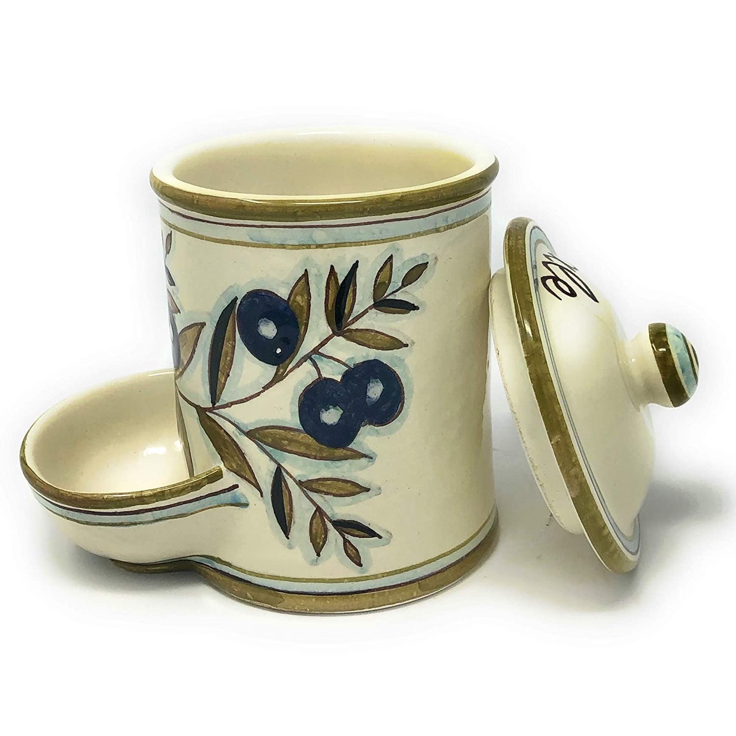 Hand-Painted Italian Ceramic Salt Jar - Tuscan Art Pottery by CERAMICHE D'ARTE PARRINI, Country Decor Kitchen Accessory | Perfect for Rustic Home Decor & Gourmet Cooking