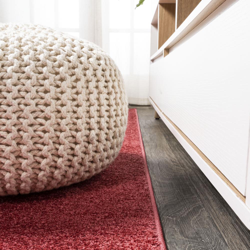 Soft Haze Solid Low Pile Area Rug - Red Modern Carpet for Living Room, Bedroom & Home Decor