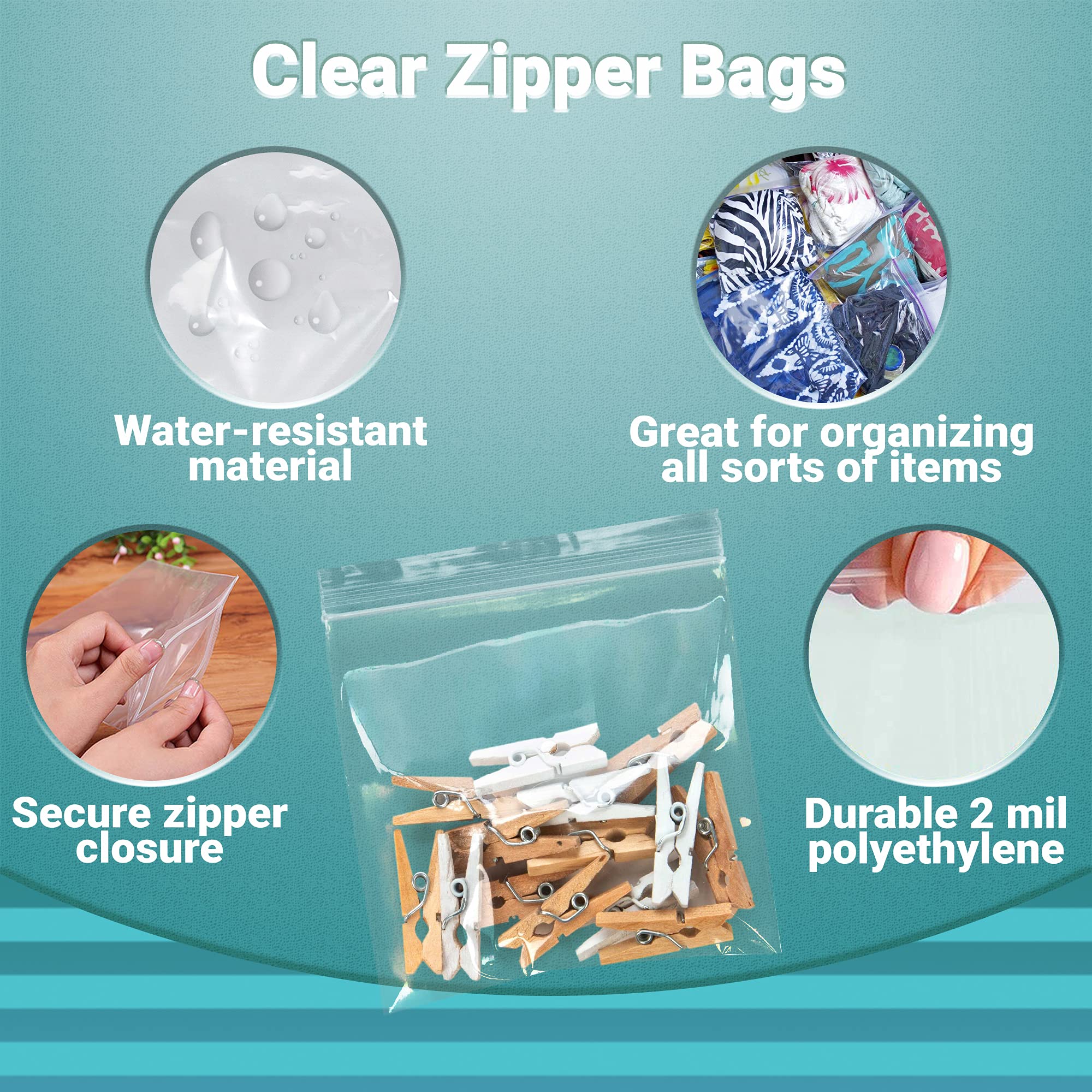 1000 Pack 5x5 Inches APQ Clear Reclosable Zipper Bags - 2 Mil Thick Waterproof Plastic Storage Bags for Jewelry, Crafts & Industrial Use | Durable Zipper Closure for Organizing Small Items