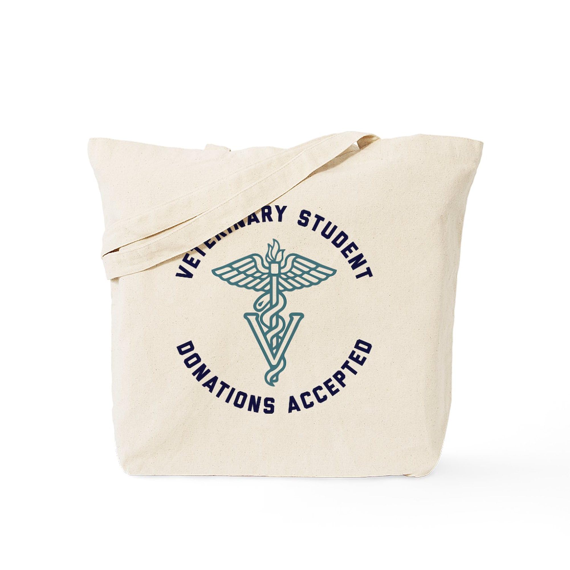 Veterinary Student Donations Accepted Tote Bag - Natural Canvas Reusable Shopping Bag for Vet School, Clinics & Animal Shelter Support