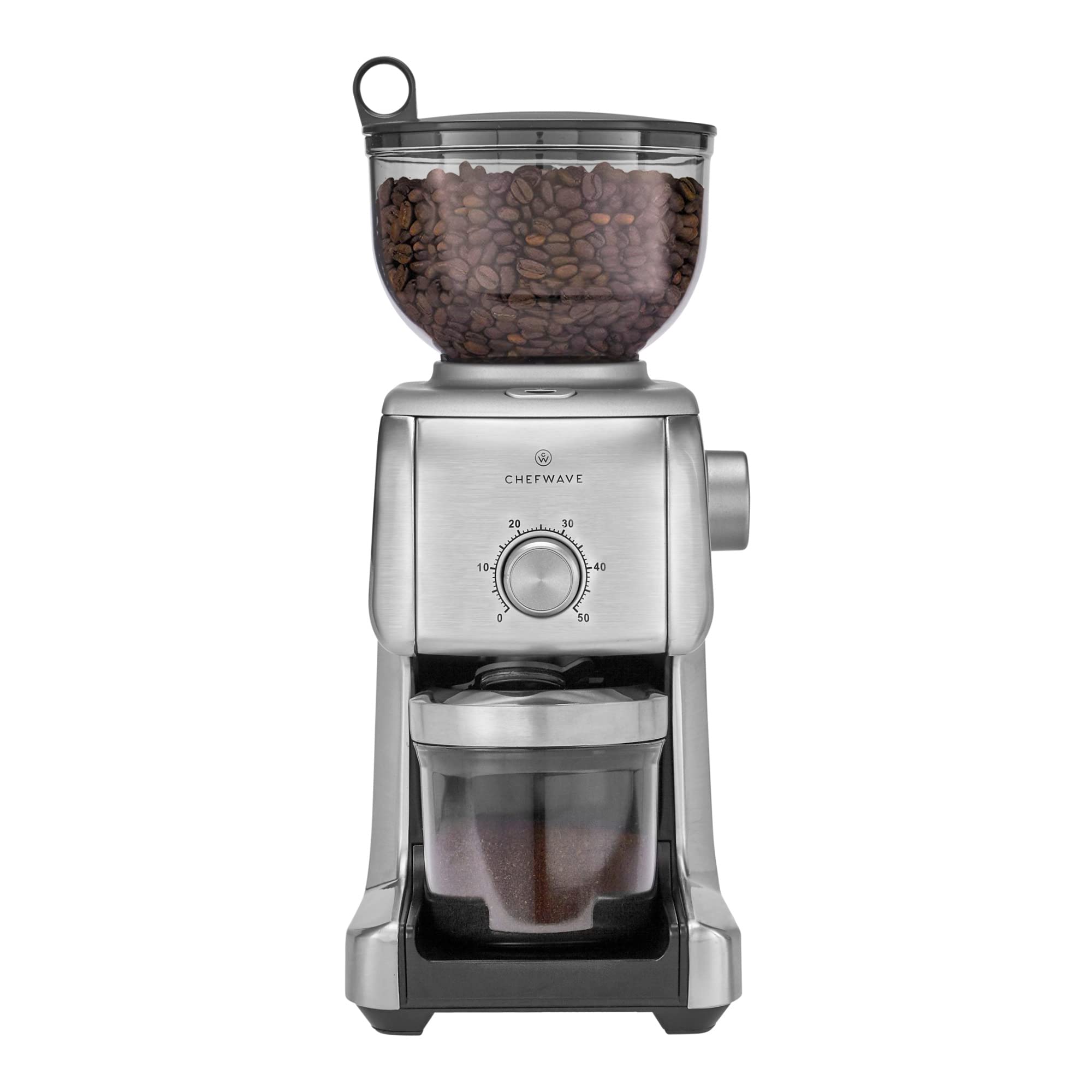Premium Electric Coffee Grinder - ChefWave Conical Burr Grinder with 16 Adjustable Settings, Die-Cast Aluminum Body - Includes Scoop & Cleaning Brush - Perfect for French Press, Espresso & Drip Coffee - Brews 2-10 Cups - Ideal for Home Kitchens & Coffee Shops