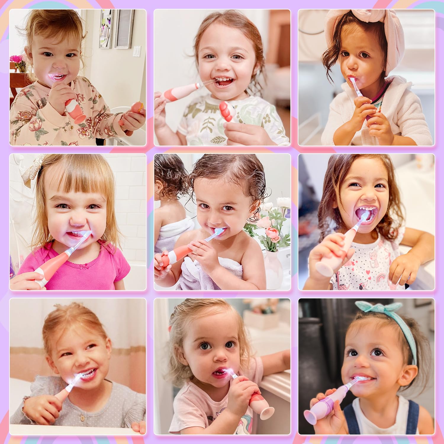 Papablic Sonic Electric Toothbrush for Toddlers Ages 1-3 | Kids Electric Toothbrush with Unicorn Cover, Smart LED Timer & 4 Brush Heads (Arya) | Perfect for Early Dental Care & Fun Bath Time Routine