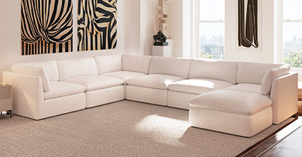 7-Seat Davos Modular Sectional Sofa with Reversible Chaise - Modern L-Shaped Couch for Living Room, Family Room & Home Theater