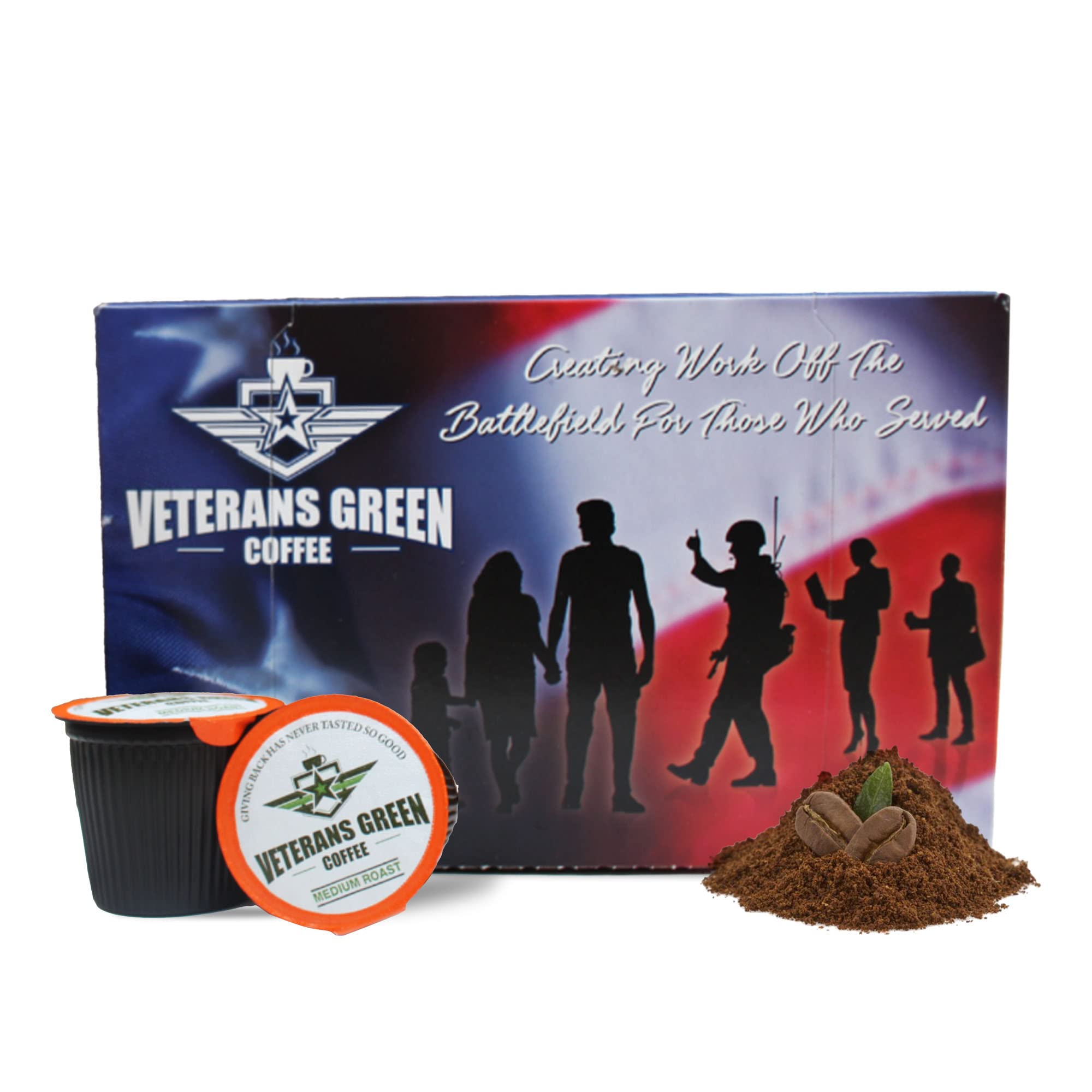 Veterans Green Coffee - Medium Roast Arabica Robusta Blend K-Cup Pods (12 Count) | Premium Coffee for Keurig Brewers | Perfect for Home, Office & Gifting