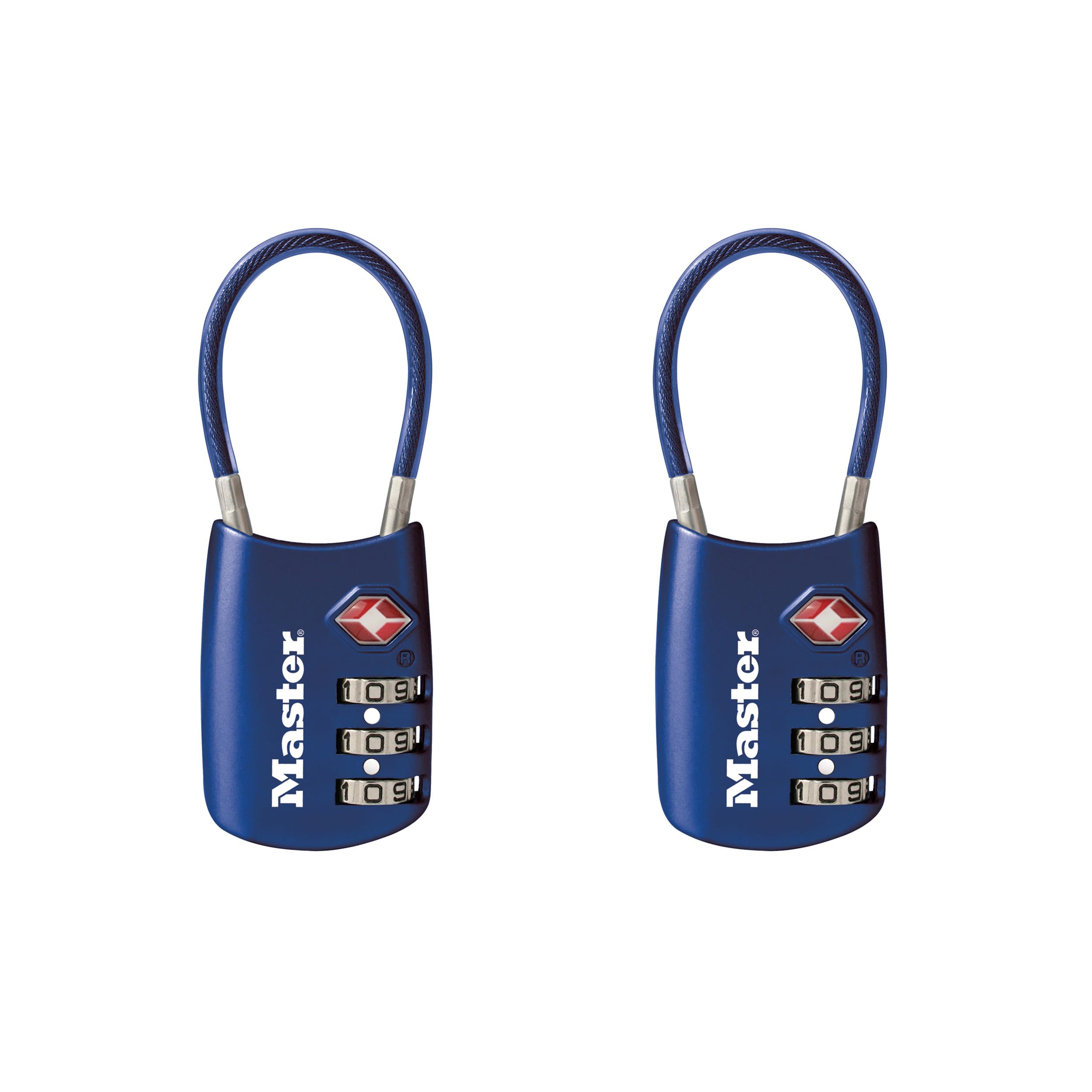 Master Lock 4688BLUEC2 TSA Approved Luggage Lock - Set Your Own Combination, 2-Pack Blue Travel Zipper Padlock for Suitcases, Bags & Backpacks | Secure Your Travel Gear During Flights & Hotel Stays