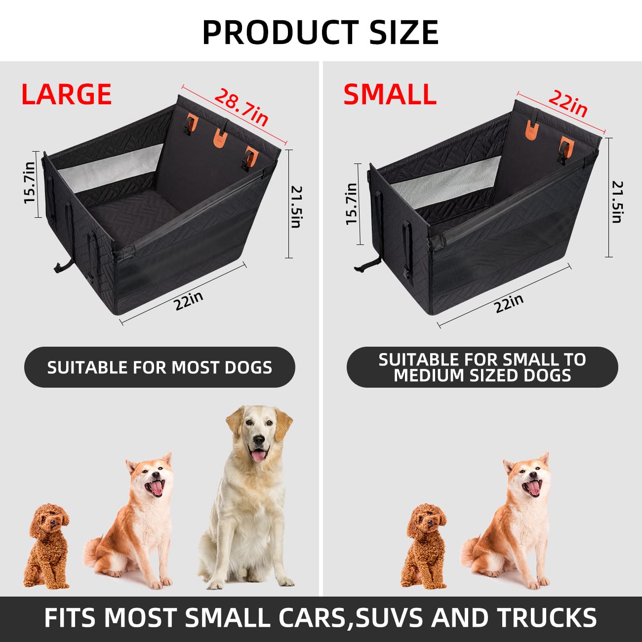 Medium Dog Car Seat - Waterproof Back Seat Extender & Pet Bed for Cars - Durable Dog Hammock for Backseat Protection (Black, Small) - Perfect for Road Trips & Safe Travel with Your Pet