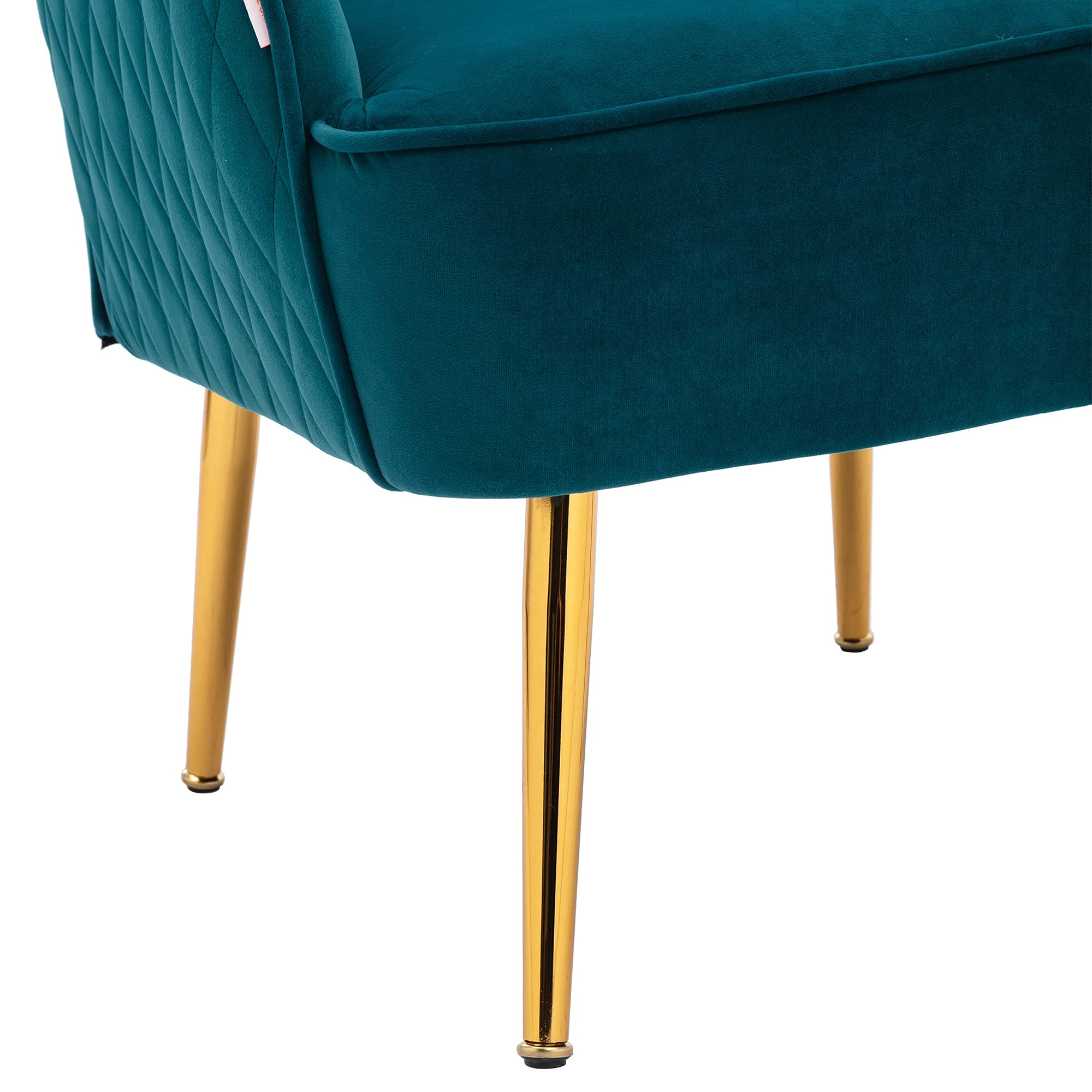Velvet Accent Chair with Gold Metal Legs - Modern Upholstered Armchair for Living Room, Dining Room, Bedroom & Lounge - Comfortable Club Chair for Leisure & Guests (Teal)