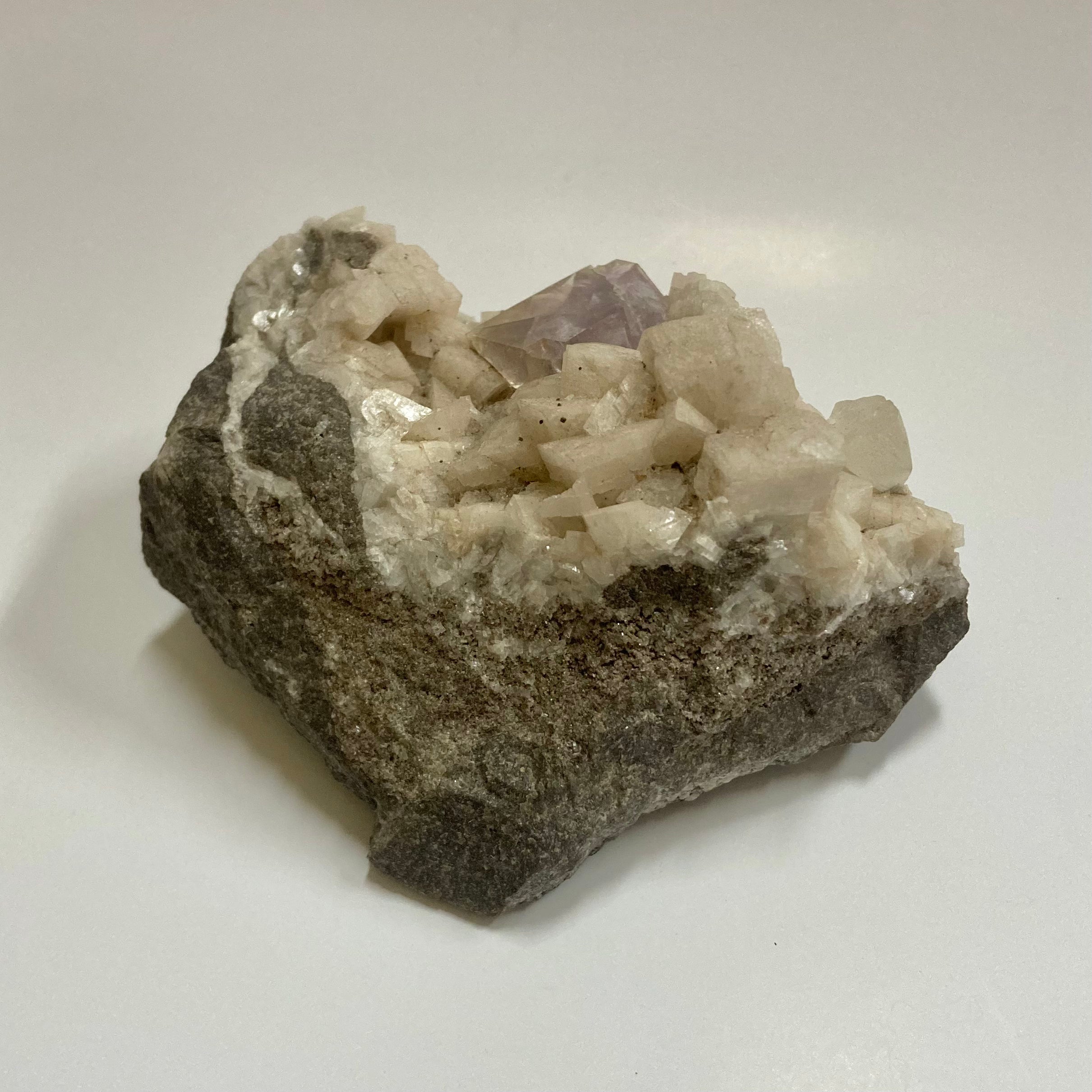 Natural Fluorite & Calcite on Dolomite Crystal Cluster - Healing Stone Collection for Meditation, Home Decor, and Spiritual Gifts