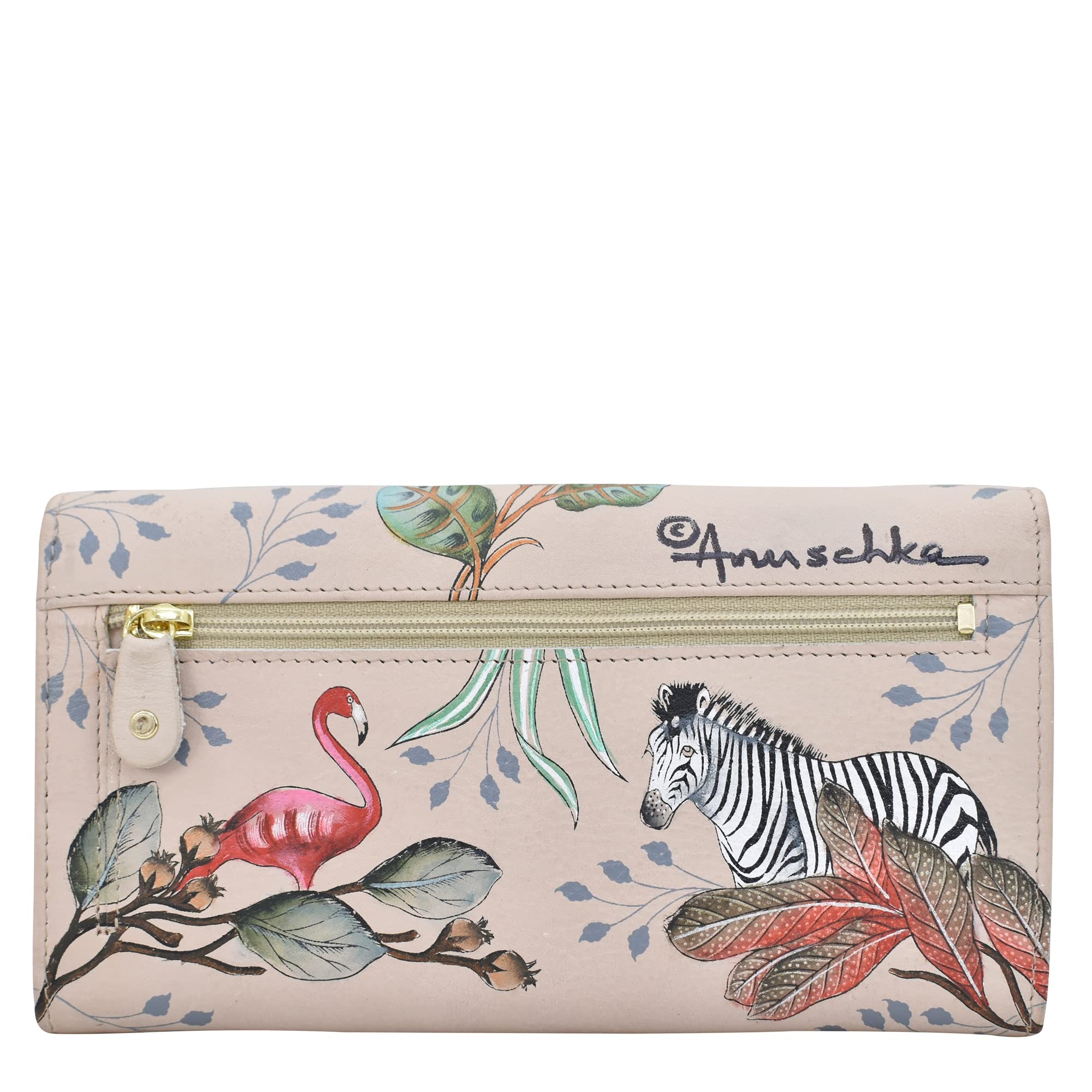 Anuschka Hand-Painted Genuine Leather RFID Blocking Wallet for Women - Stylish Accordion Flap Design - Perfect for Travel, Shopping & Everyday Use