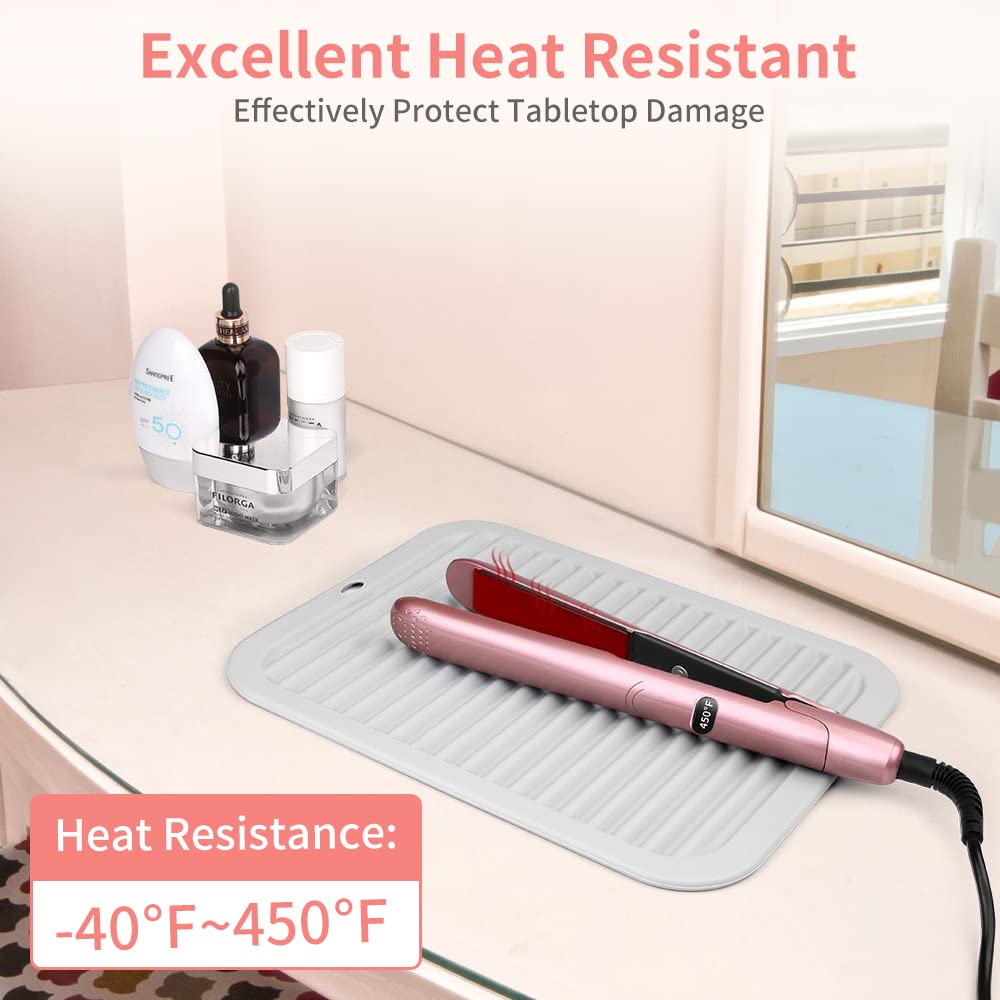 **Heat Resistant Silicone Mat for Hair Styling Tools - Large Hot Tools Straightener Mat for Curling Iron, Flat Iron & Vanity Countertop - Black (Perfect for Home Salon & Professional Use)**