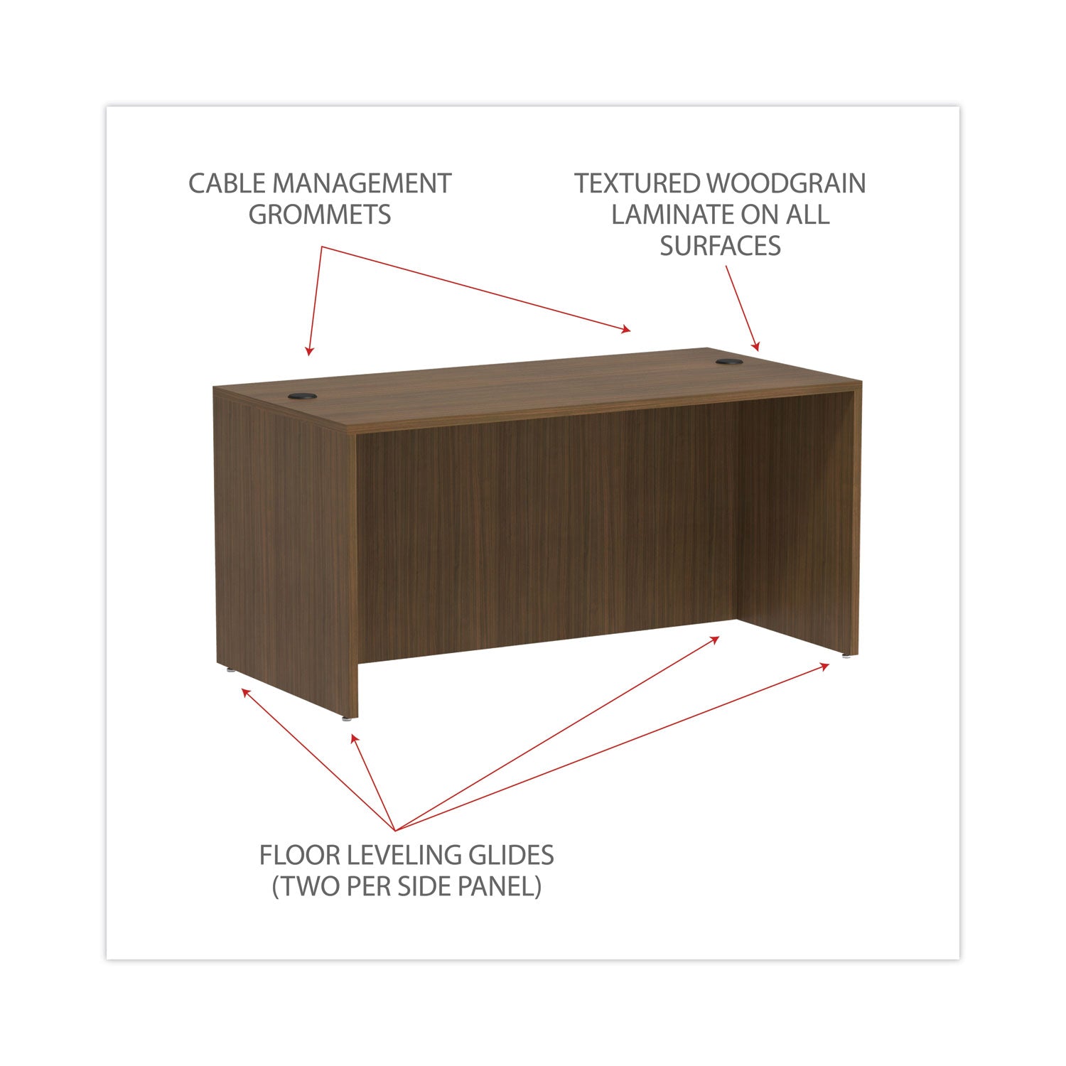 Alera Valencia Series Straight Front Office Desk Shell - 59.13