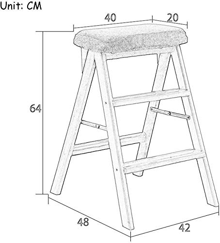 3-Step Wooden Folding Step Stool - Multifunctional Kitchen & Office Ladder Chair, Space-Saving & Portable - Perfect for Home, Garage, and Workspaces (Gray)