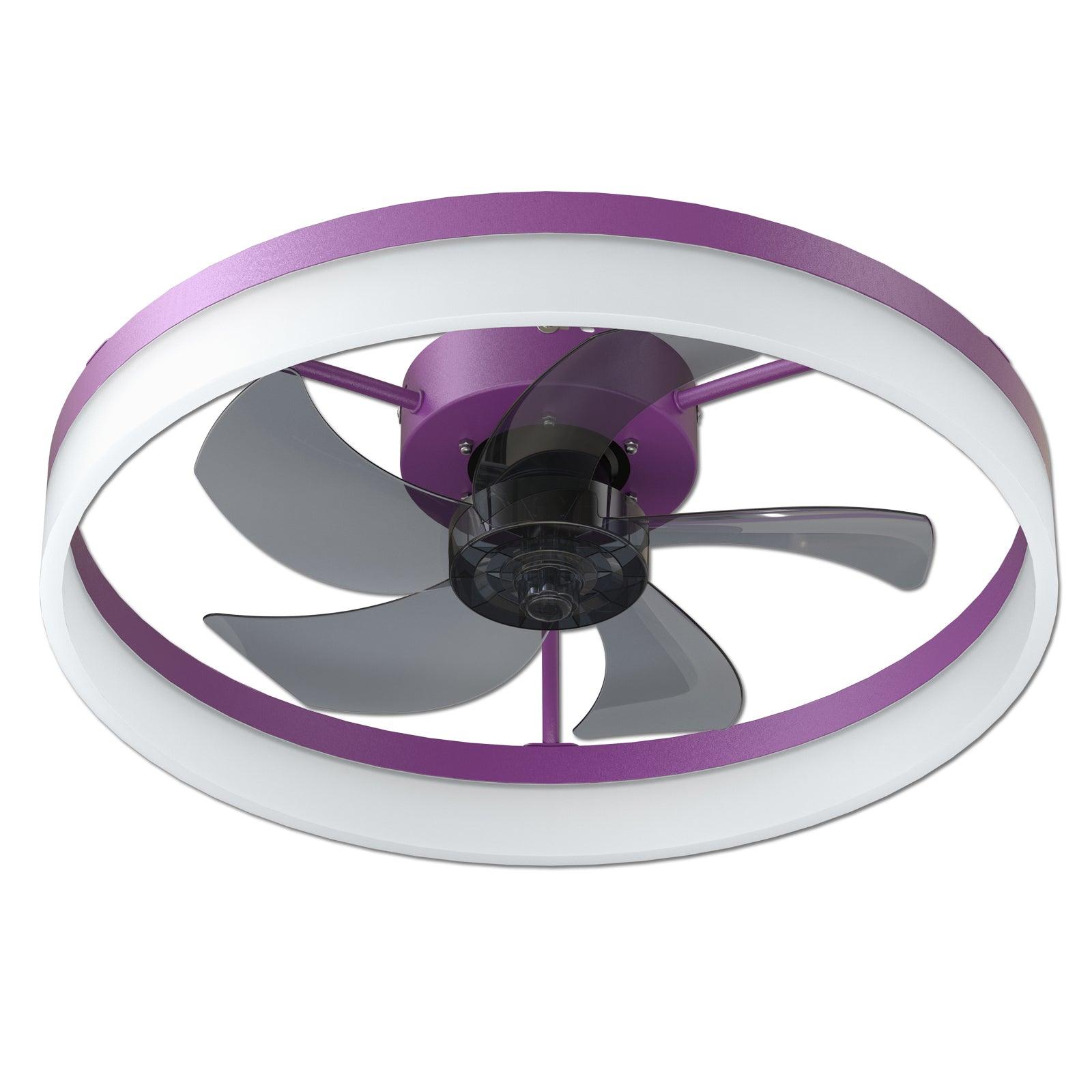 Modern LED Ceiling Fan with Dimmable Lights - Ultra-Thin Embedded Installation, Purple | Perfect for Bedroom, Living Room & Office Cooling & Lighting