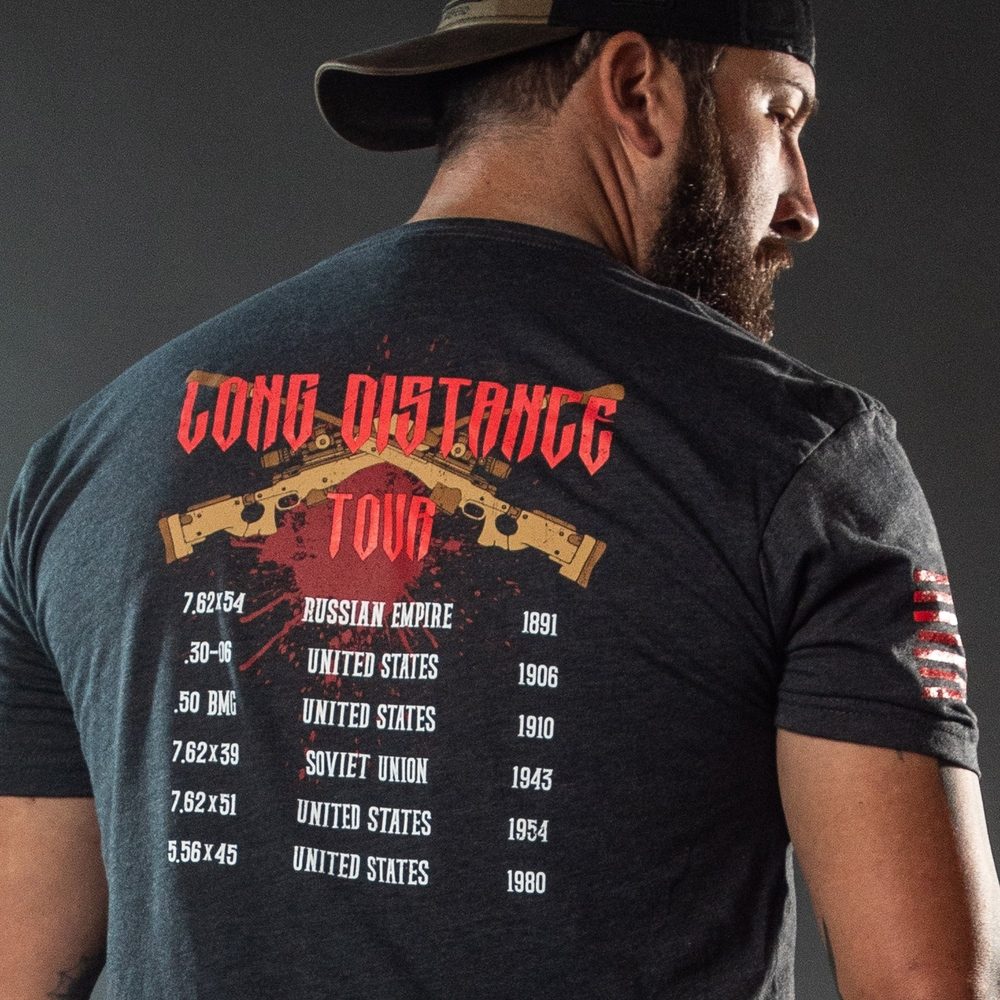 Sniper Tour T-Shirt for Men - Charcoal Gray Cotton Tee - Perfect for Outdoor Adventures, Concerts, and Casual Wear