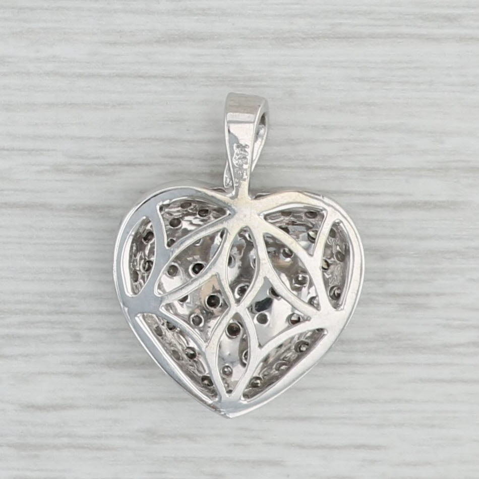 0.47ctw Brown & White Diamond Striped Heart Pendant in 14k White Gold | Elegant Jewelry Gift for Valentine's Day, Anniversary & Special Occasions