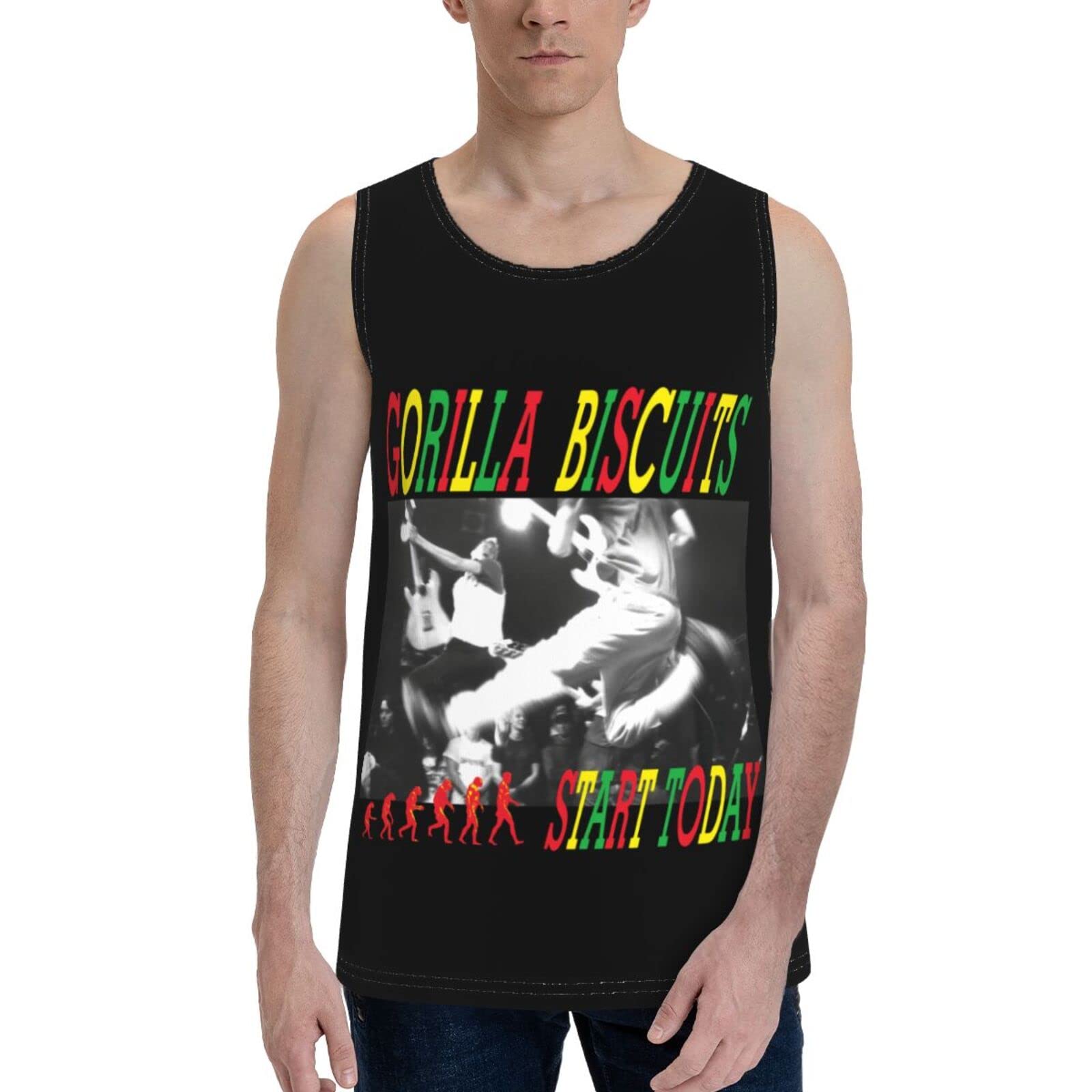 Gorilla Biscuits Start Today Men's Black Crew Neck Short Sleeve T-Shirt - Summer Casual Tank Top for Streetwear, Gym & Outdoor Activities