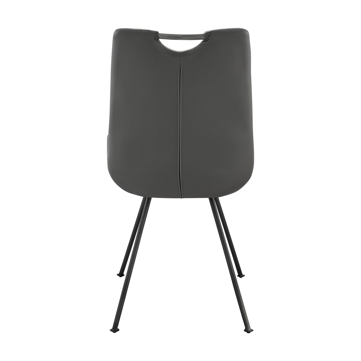 Armen Living Coronado Dining Chairs Set of 2 - Modern PU Leather Upholstered Chairs with Pewter Front & Grey Back - Perfect for Kitchen, Dining Room, and Home Office