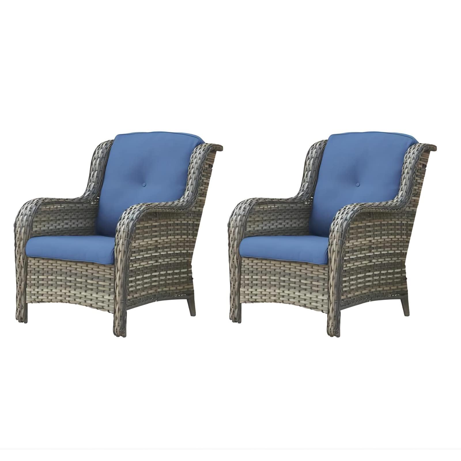 HUMMUH 4-Piece Outdoor Patio Furniture Set - PE Wicker Rattan Loveseat Sofa, 2 Chairs & Coffee Table - Weather-Resistant Garden, Poolside, Backyard, Deck Conversation Set for Relaxing & Entertaining