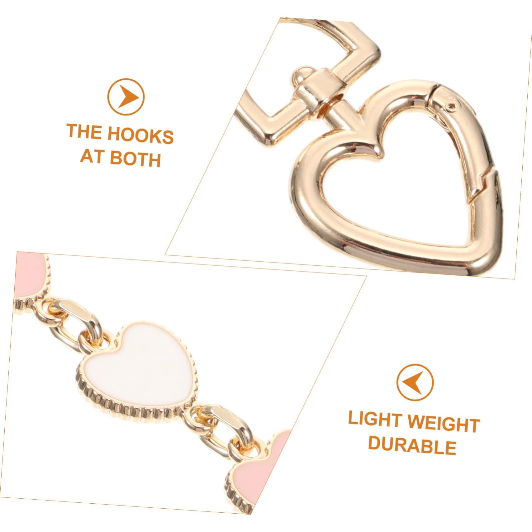 IWOWHERO Alloy Heart-Shaped Bag Chain Strap Replacement - Stylish & Durable Handle for Tote Bags, Clutches, Crossbody Bags - Perfect for Everyday Use, Parties & Fashion Accessories