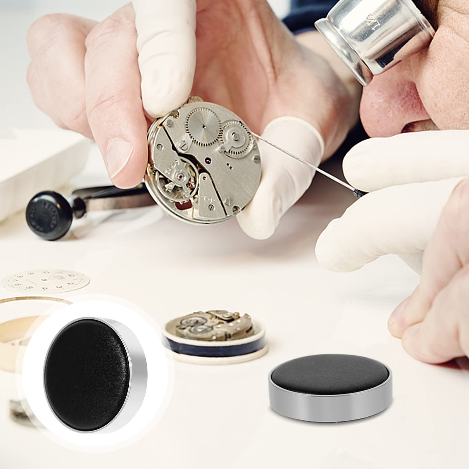 Hemobllo Watch Movement Pad & Casing Pad - Watch Demagnetizer & Repair Tool Kit with Aluminum Sports Cushion for Watch Press & Movement Repair | Perfect for Watchmakers, DIY Enthusiasts & Sports Watch Maintenance