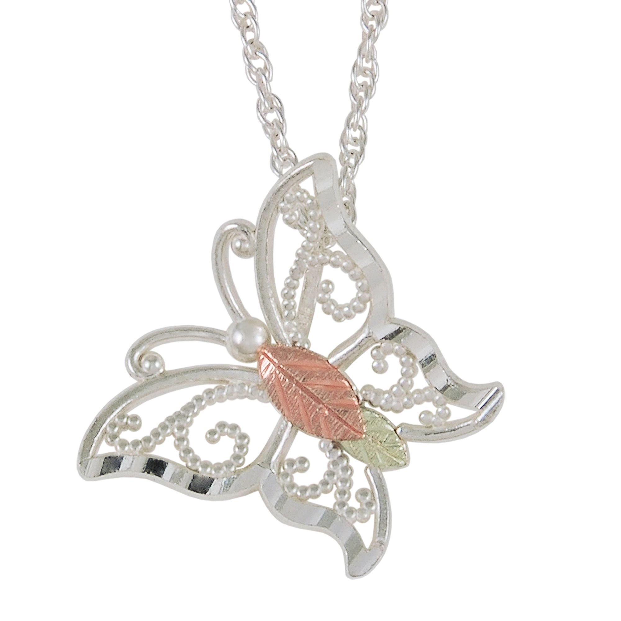 925 Sterling Silver Black Hills Butterfly Pendant Necklace - Elegant Jewelry Gift for Women, Perfect for Parties & Special Occasions