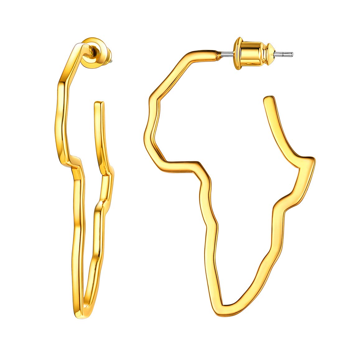 U7 African Map Earrings - Stainless Steel/Black/18K Gold Plated Hollow Dangle Earrings for Women | Custom Name Jewelry | Perfect for African-Themed Parties, Cultural Events & Unique Gifts