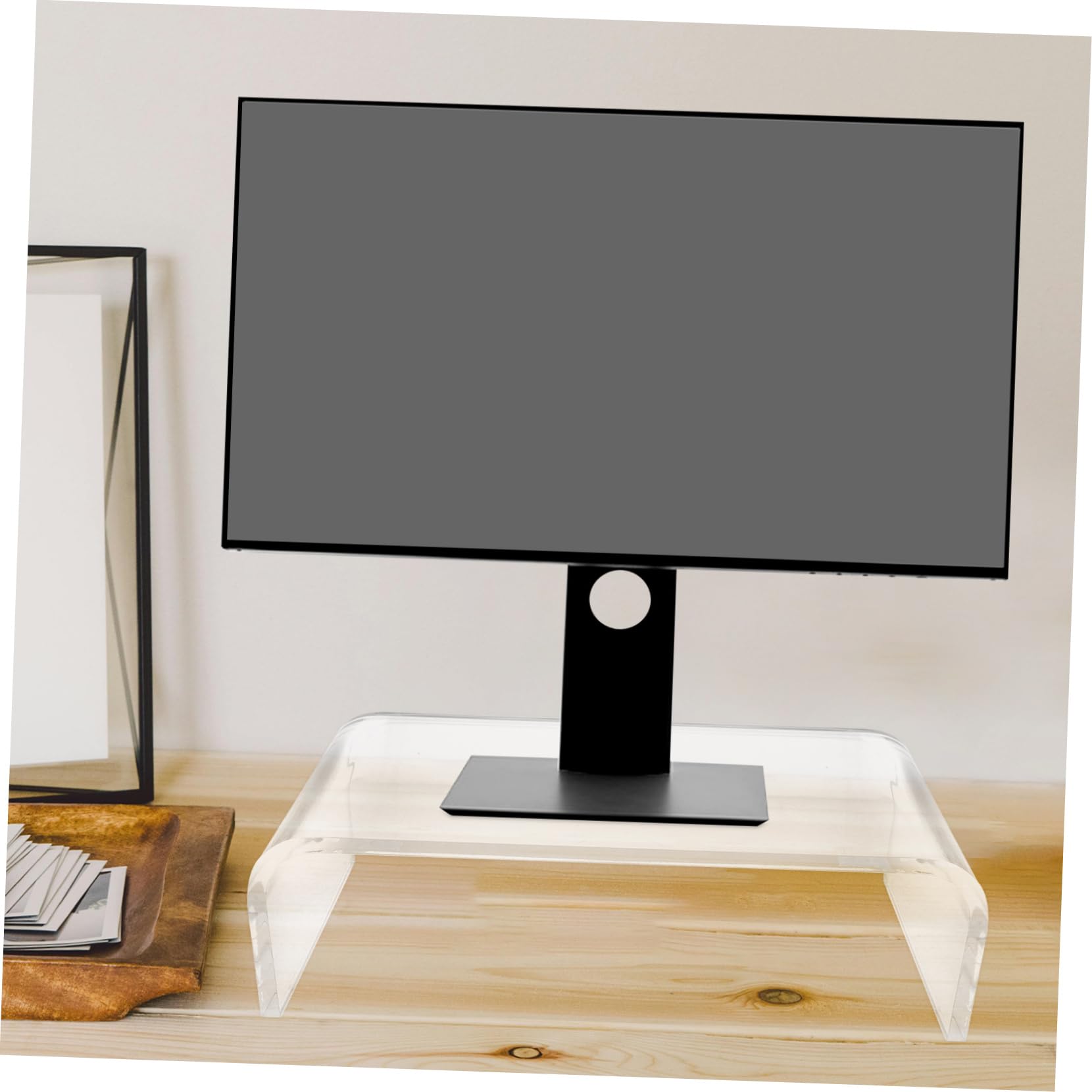 Operitacx Clear Acrylic Monitor Stand for Laptop & Printer - Adjustable Computer Riser with Display Shelf | Perfect for Home Office, Gaming Setup & Workspace Organization
