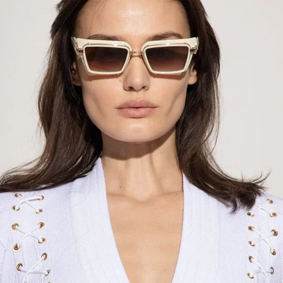 Balmain Admirable Bone White Sunglasses for Women - Luxury Designer Shades with UV Protection - Perfect for Beach, Travel, and Fashion Outfits