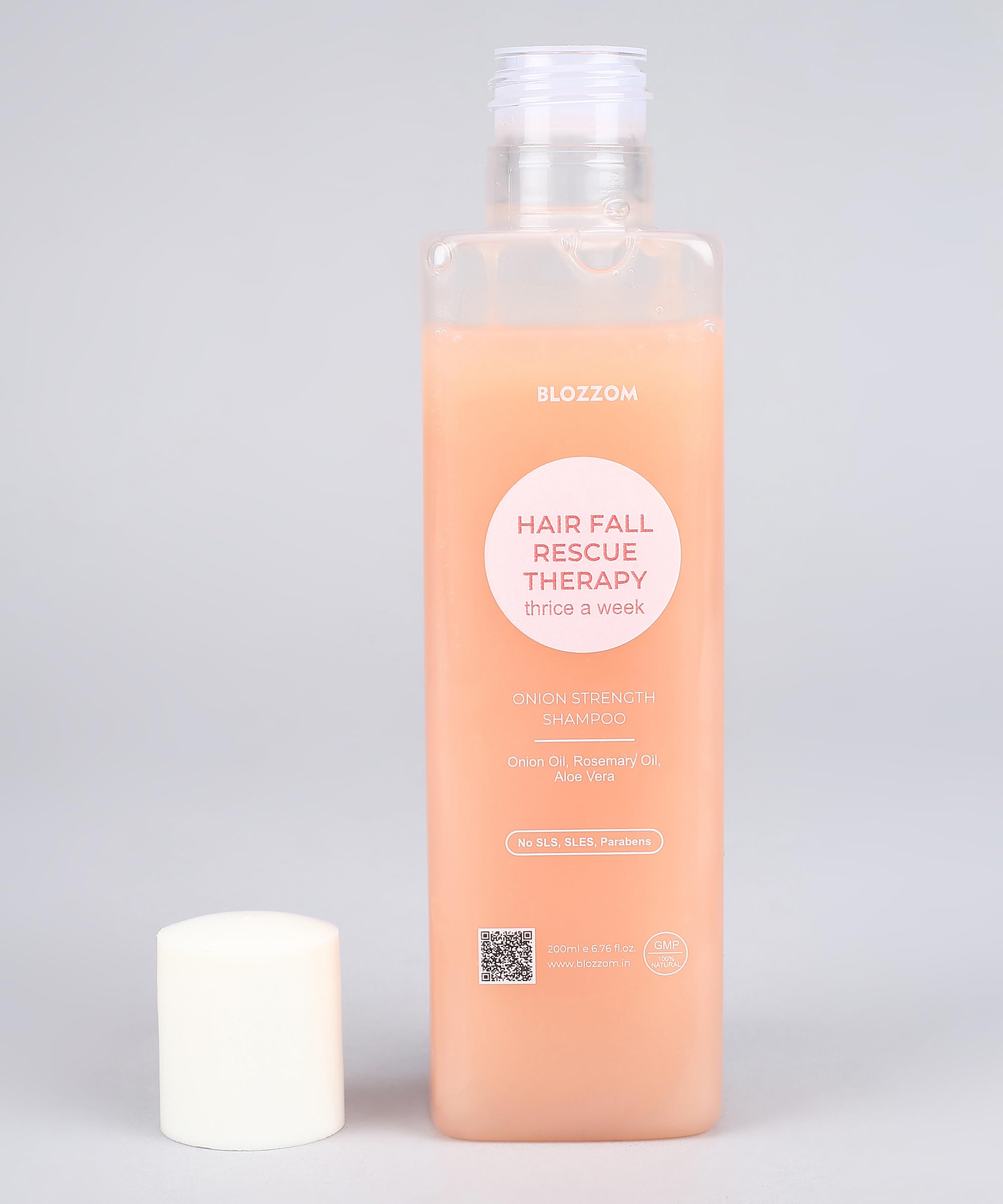 Blozzom Onion Shampoo for Hair Growth & Strengthening - Infused with Onion Seed Oil, Amla & Rosemary Extract - Sulfate Free & Nourishing Formula (Pack of 1) - Perfect for Damaged Hair Repair & Daily Hair Care Routine