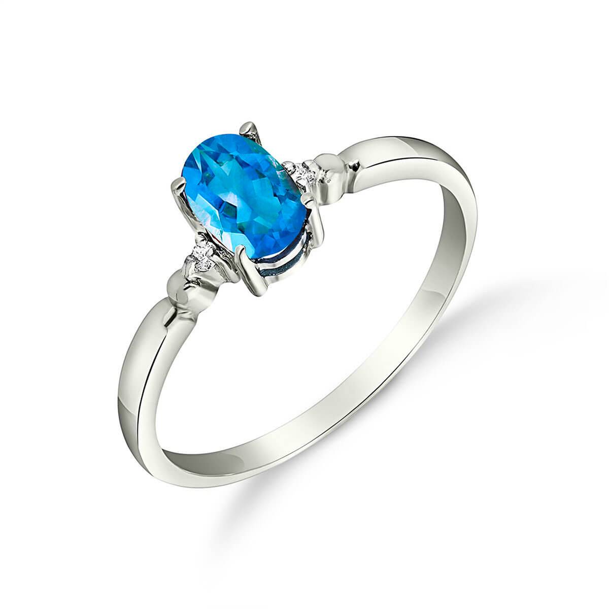 0.46 Carat 14K Solid White Gold Blue Topaz Diamond Ring - Elegant Birthstone Jewelry for Women, Perfect for Anniversary, Engagement & Special Occasion Gifts