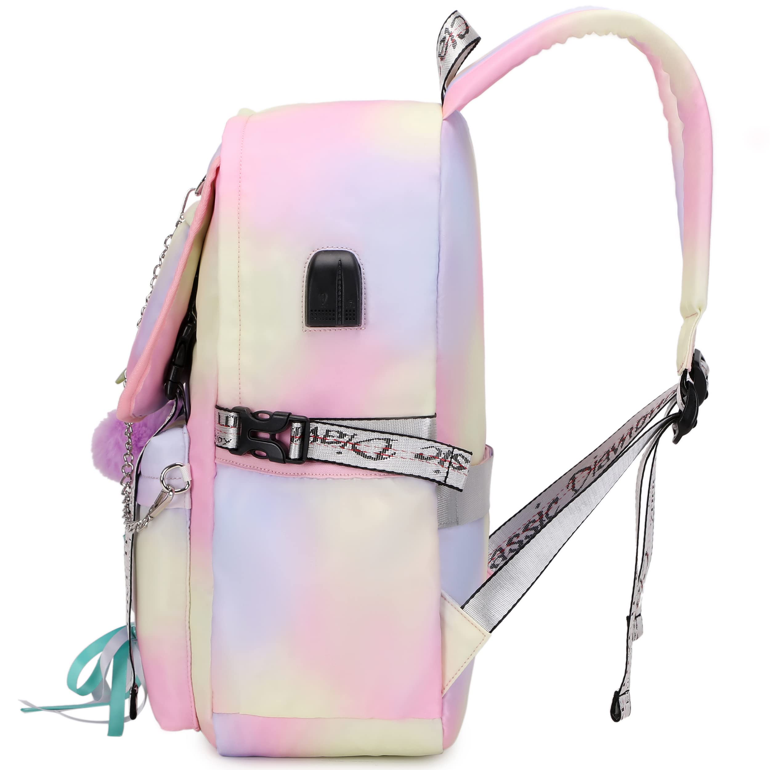 Hey Yoo Cute Pink Backpack Set for Teen Girls - School Backpack with Lunch Box, Aesthetic Bookbag for Middle & High School, College, Travel & Daily Use