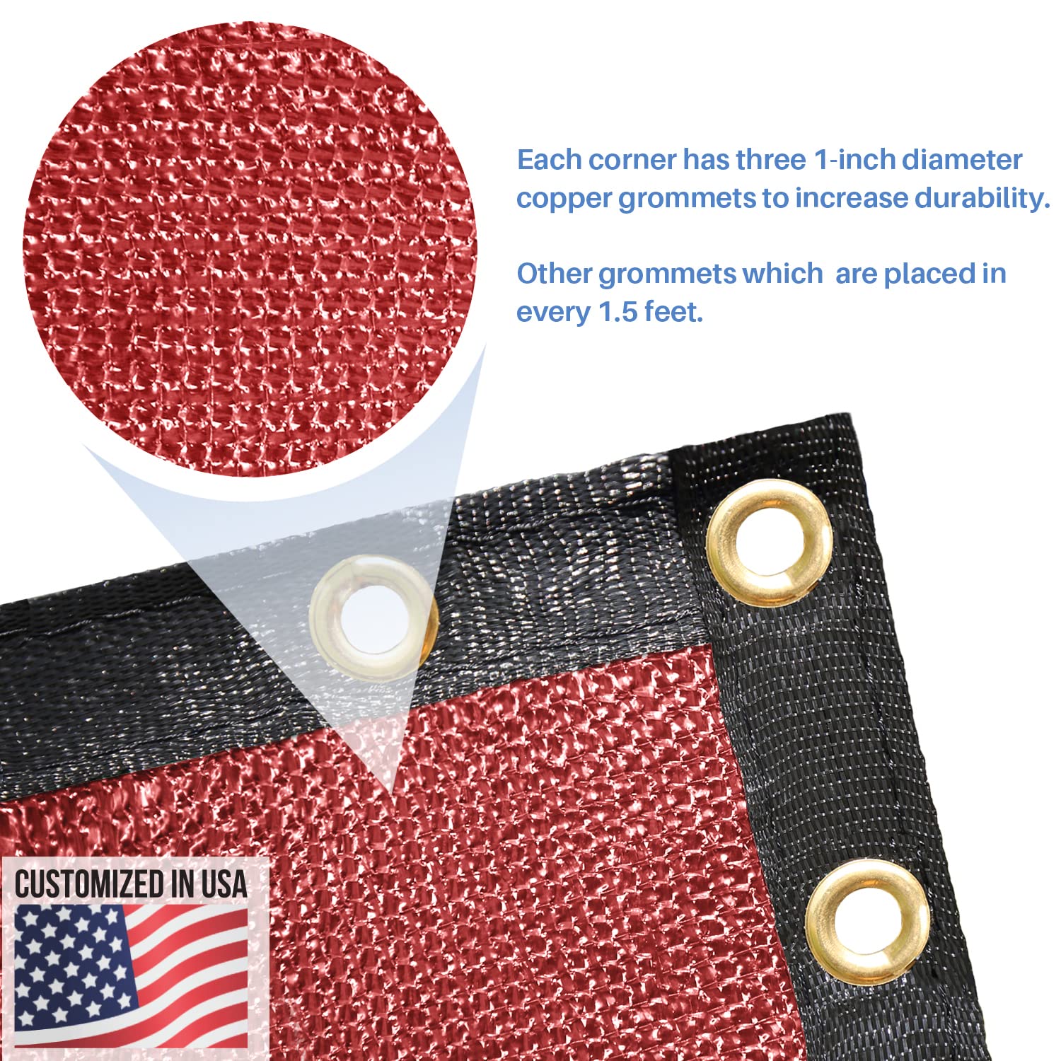 E&K Sunrise 5' x 11' Outdoor Privacy Fence Screen with Grommets - UV Blocking Windscreen for Backyard, Garden & Patio Cover - Red - Perfect for Creating Shade, Enhancing Privacy and Protecting Outdoor Spaces